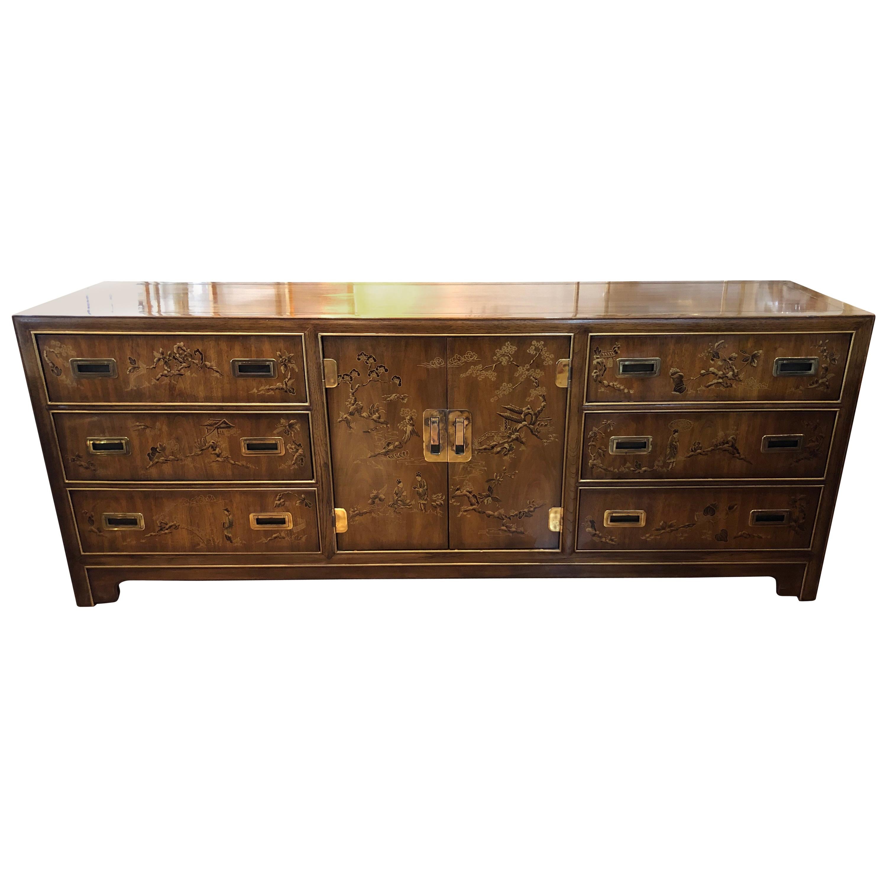 Asian Chinoiserie "Dynasty" Dresser by Drexel Heritage 