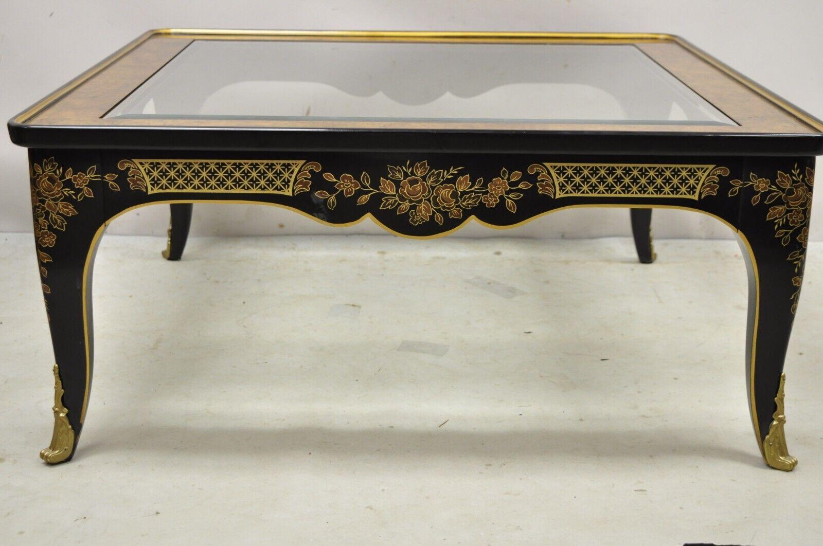 Drexel Heritage Et Cetera Black Chinoiserie Burlwood Square Coffee Table 5