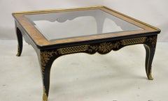 Drexel Heritage Et Cetera Black Chinoiserie Burlwood Square Coffee Table