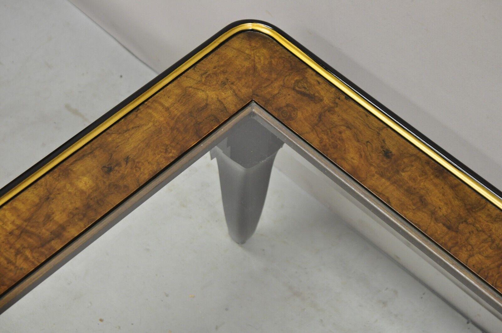 Brass Drexel Heritage Et Cetera Black Chinoiserie Burlwood Square Coffee Table