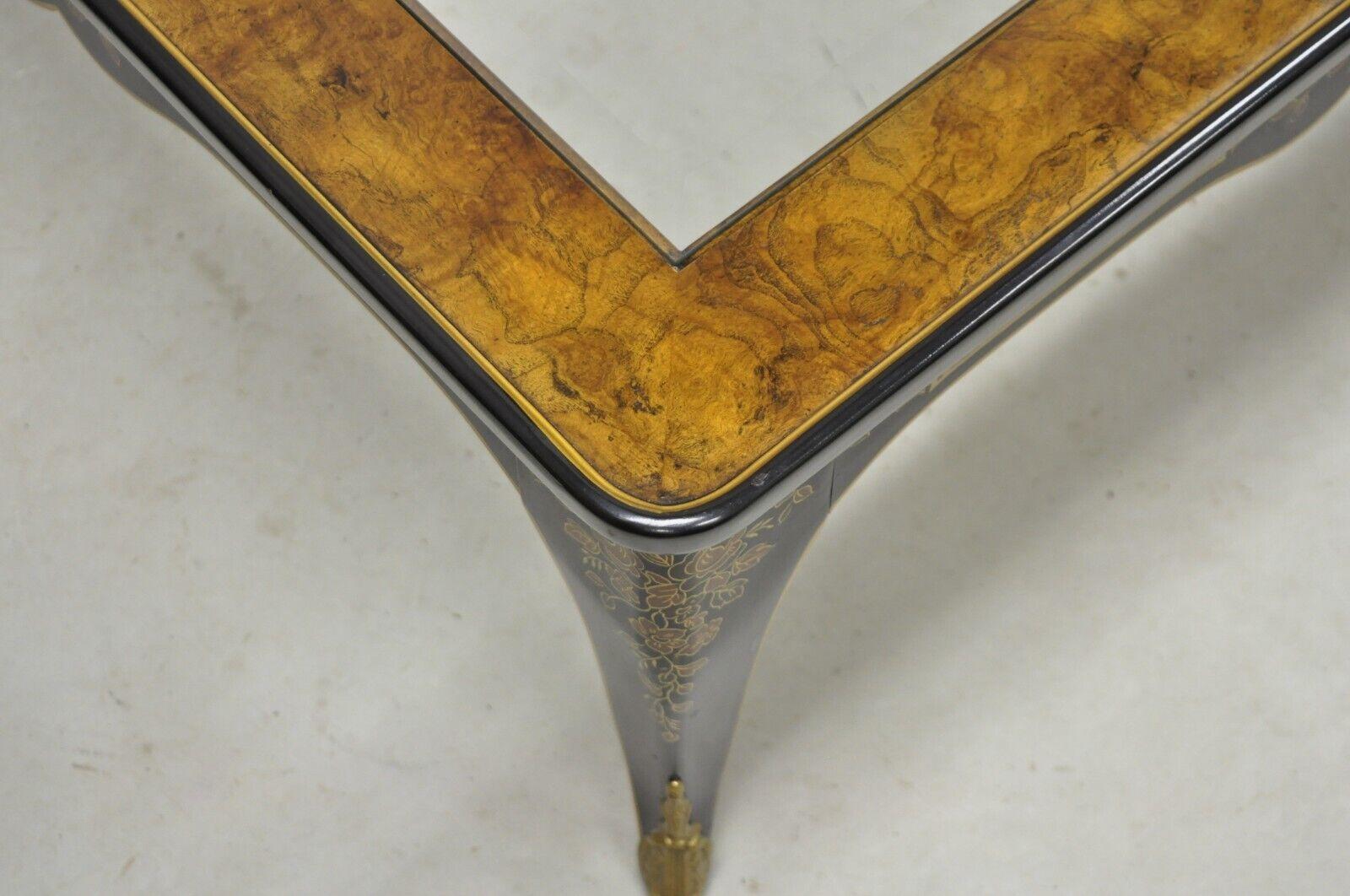 Drexel Heritage Et Cetera Black Chinoiserie Burlwood Square Coffee Table 1