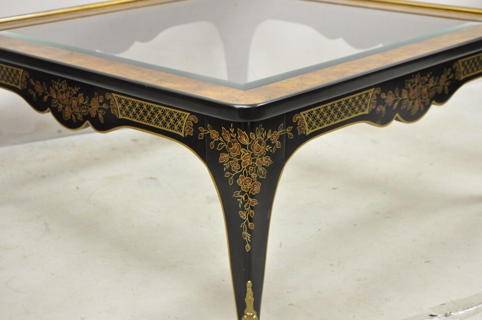 Drexel Heritage Et Cetera Black Chinoiserie Burlwood Square Coffee Table 2