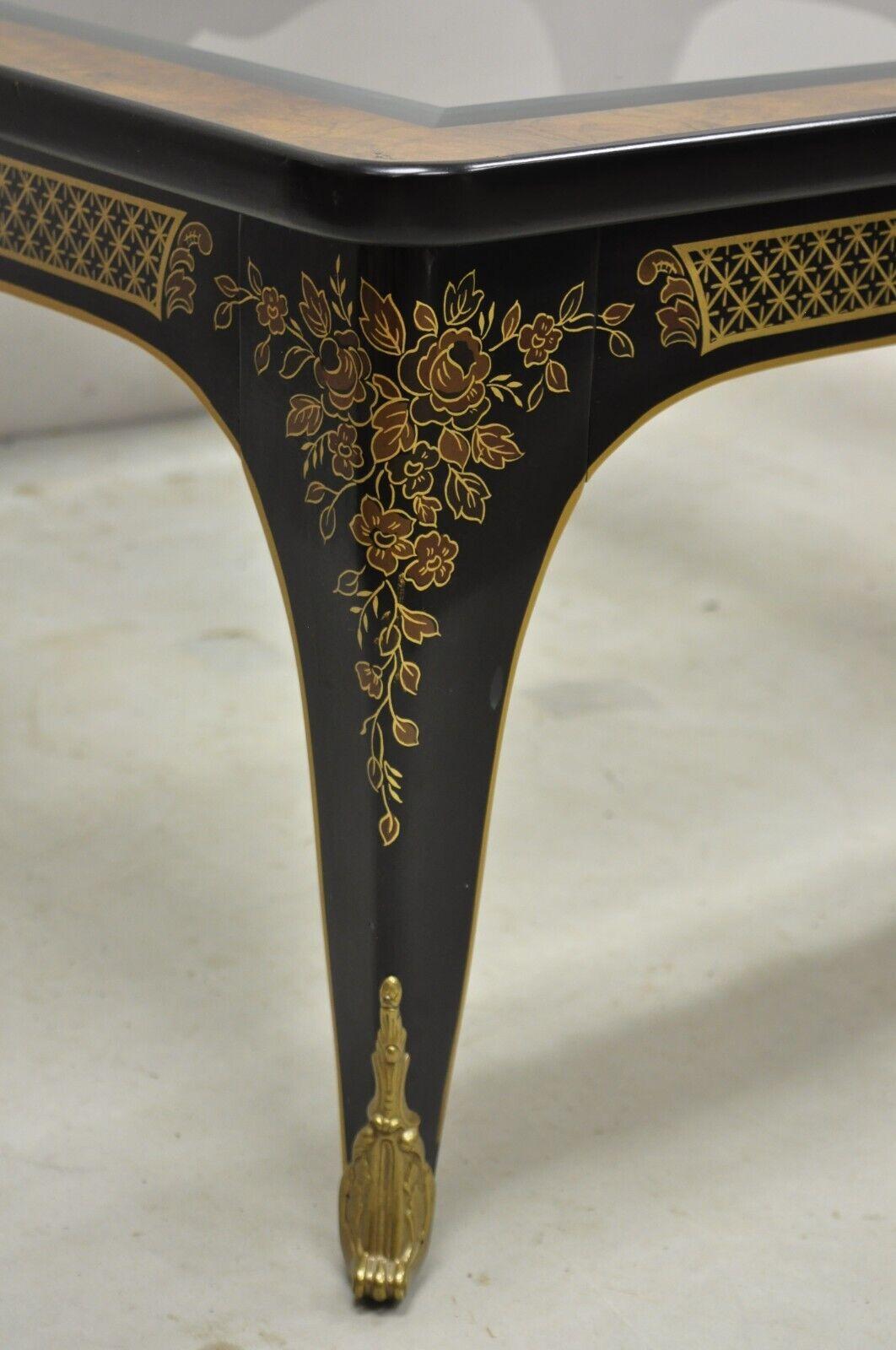 Drexel Heritage Et Cetera Black Chinoiserie Burlwood Square Coffee Table 3
