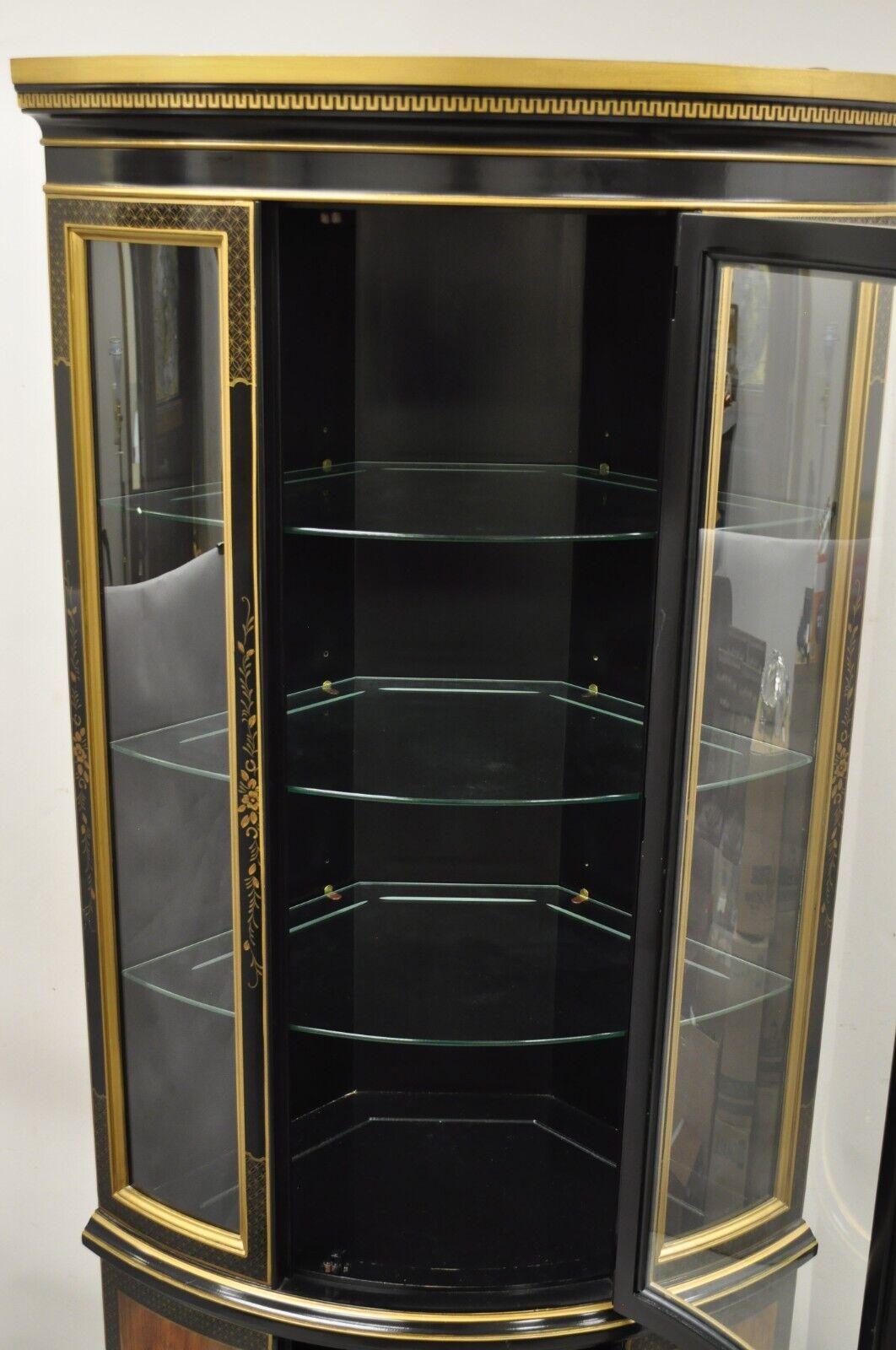 Drexel Heritage Et Cetera Black Gold Chinoiserie Bow Front China Display Cabinet 2