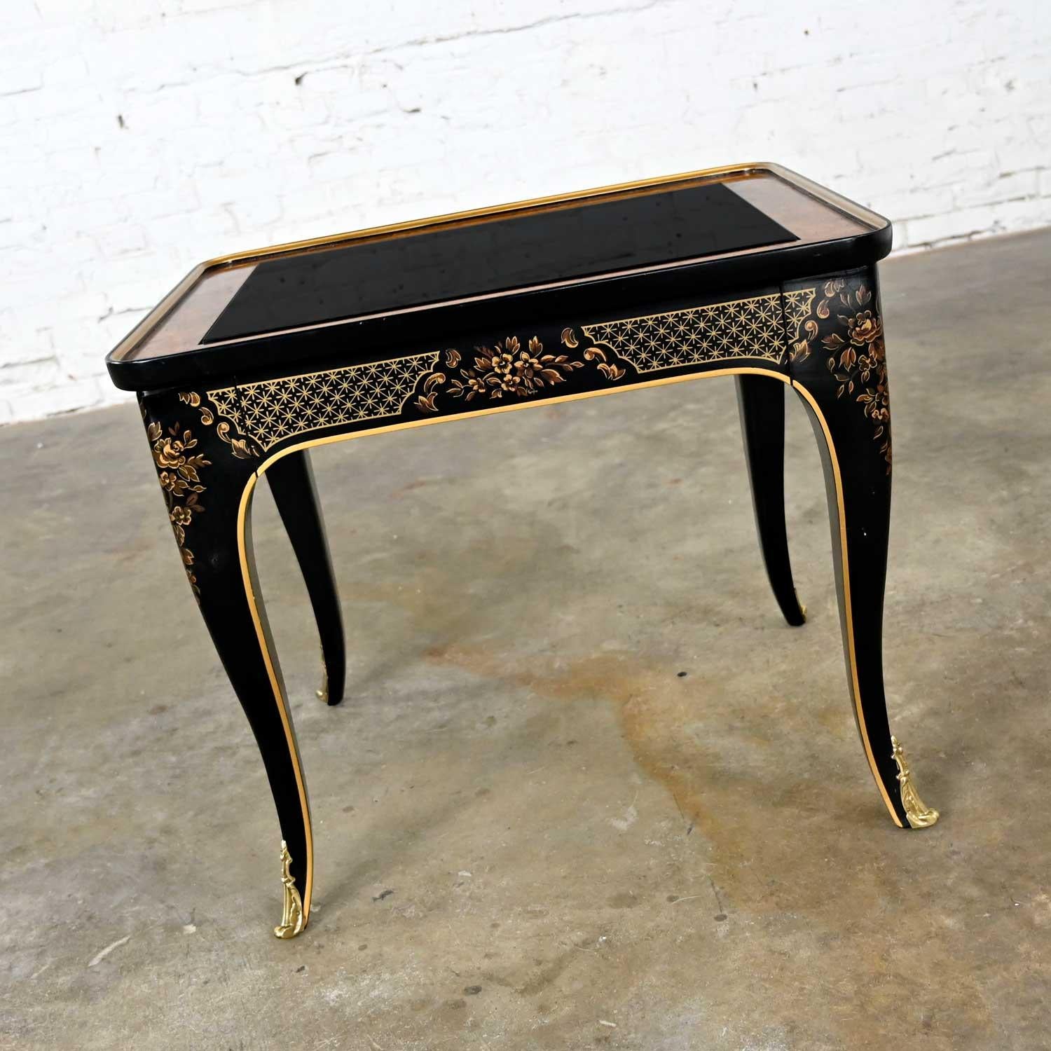 Drexel Heritage ET Cetera Collection Chinoiserie Black & Burl & Ormolu End Table 1