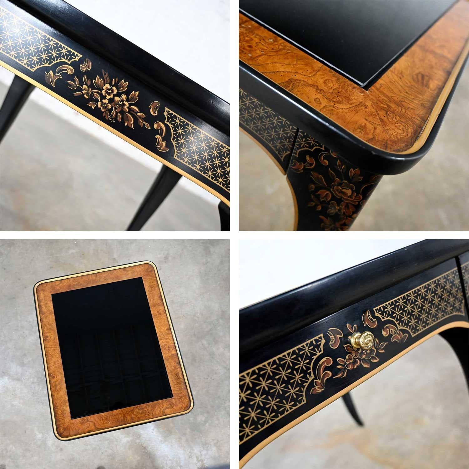 Drexel Heritage ET Cetera Collection Chinoiserie Black & Burl & Ormolu End Table 6