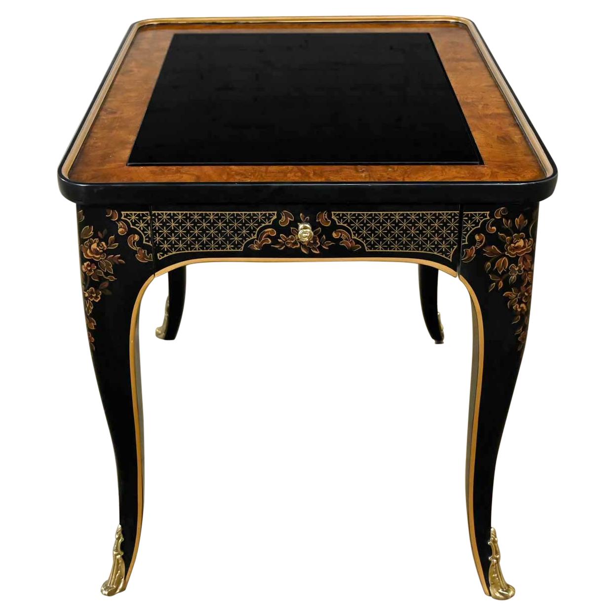 Drexel Heritage ET Cetera Collection Chinoiserie Black & Burl & Ormolu End Table