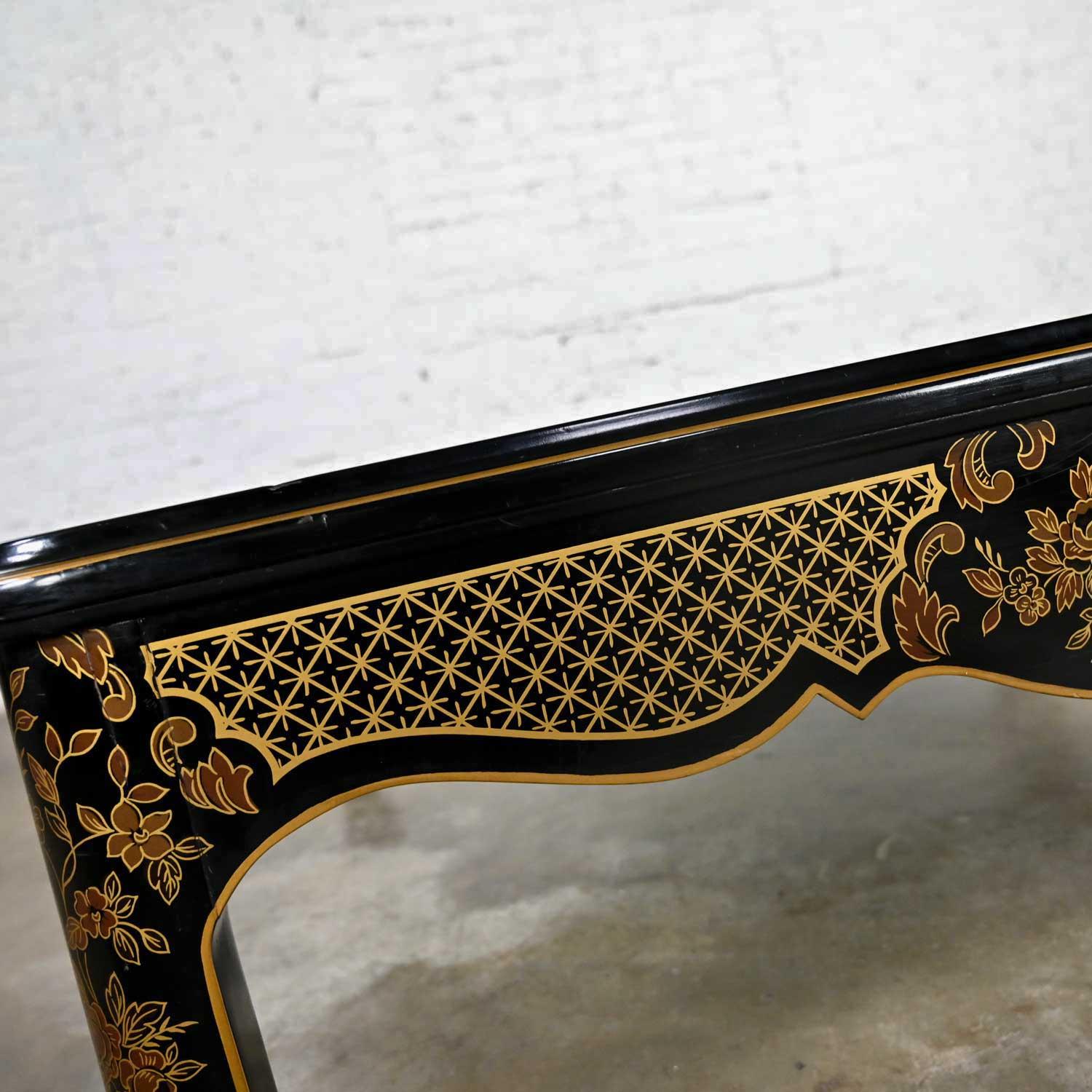 Drexel Heritage ET Cetera Collection Chinoiserie Table basse en loupe d'or noire en vente 6