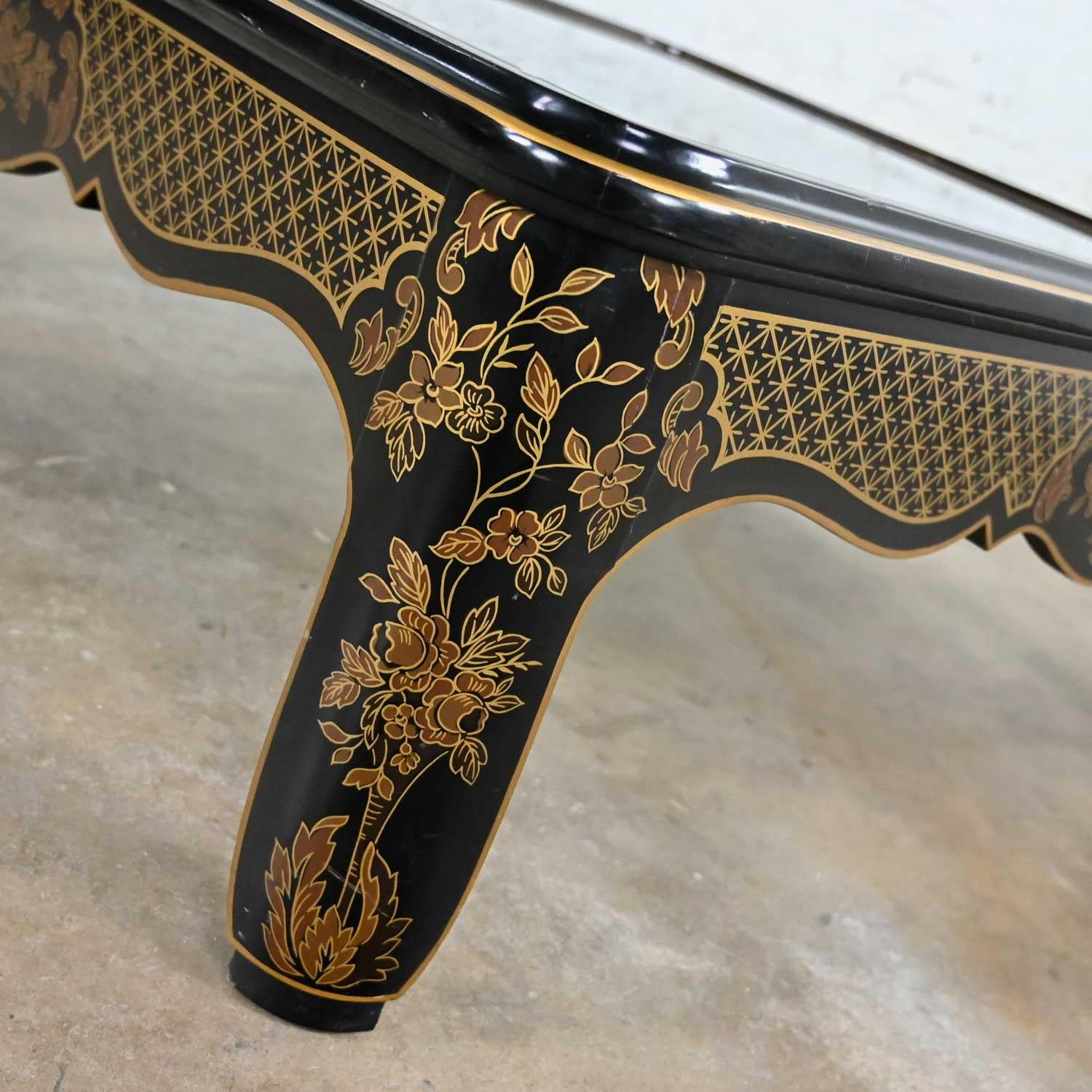 Drexel Heritage ET Cetera Collection Chinoiserie Table basse en loupe d'or noire en vente 7