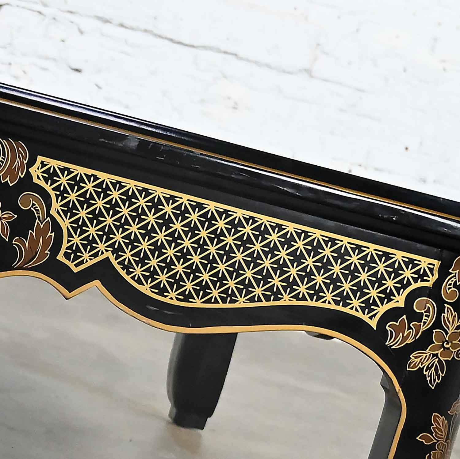 Drexel Heritage ET Cetera Collection Chinoiserie Table basse en loupe d'or noire en vente 8