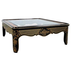 Drexel Heritage ET Cetera Collection Chinoiserie Black Gold Burl Coffee Table