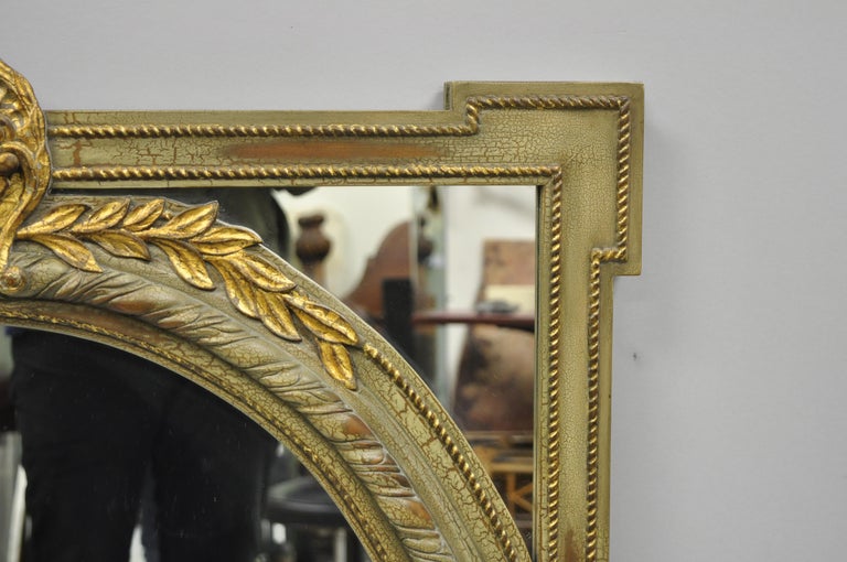 Drexel Heritage European Legacy Green and Gold Distress Painted Mirror