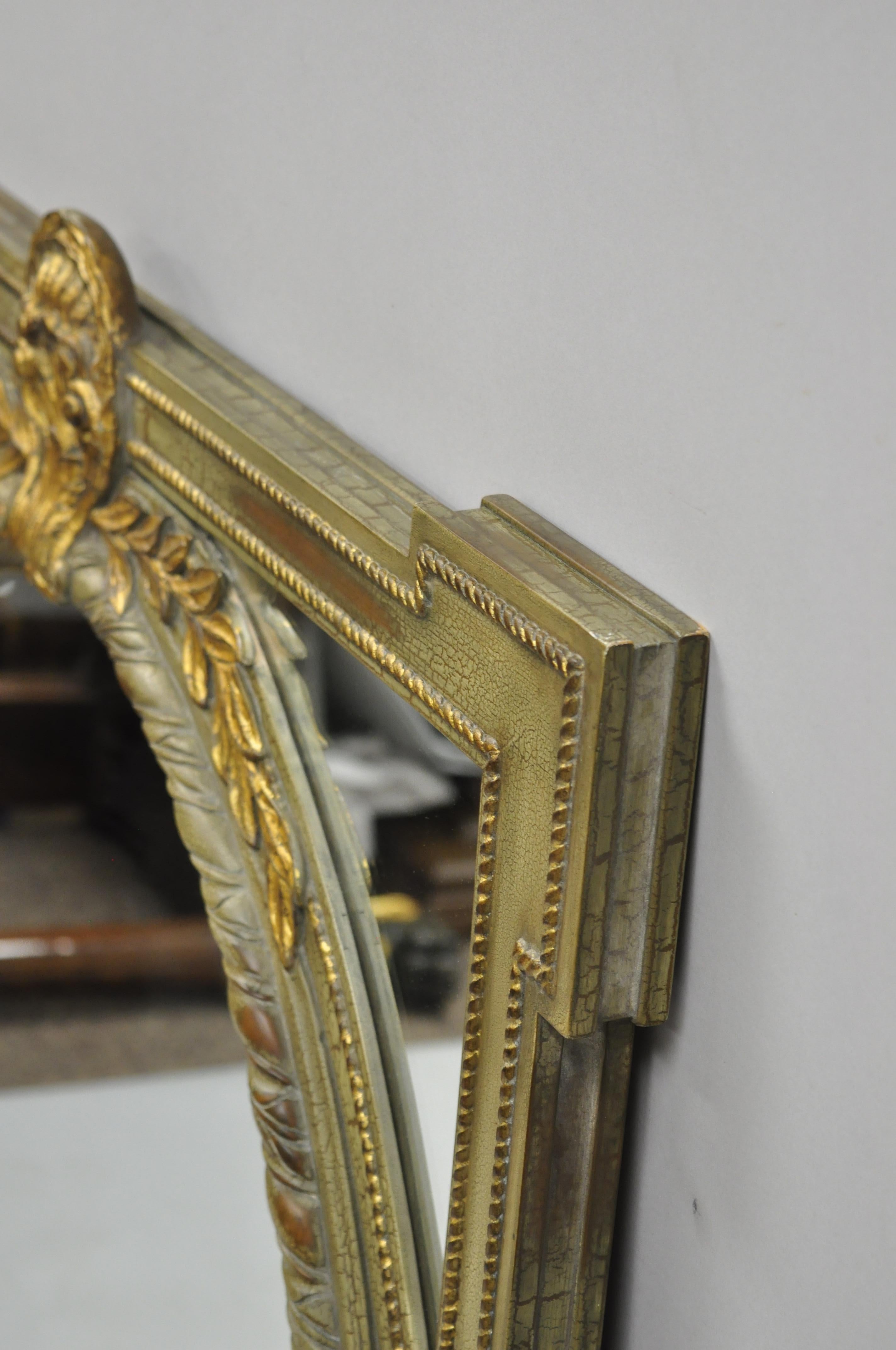 Drexel Heritage European Legacy Green and Gold Distress Painted Mirror