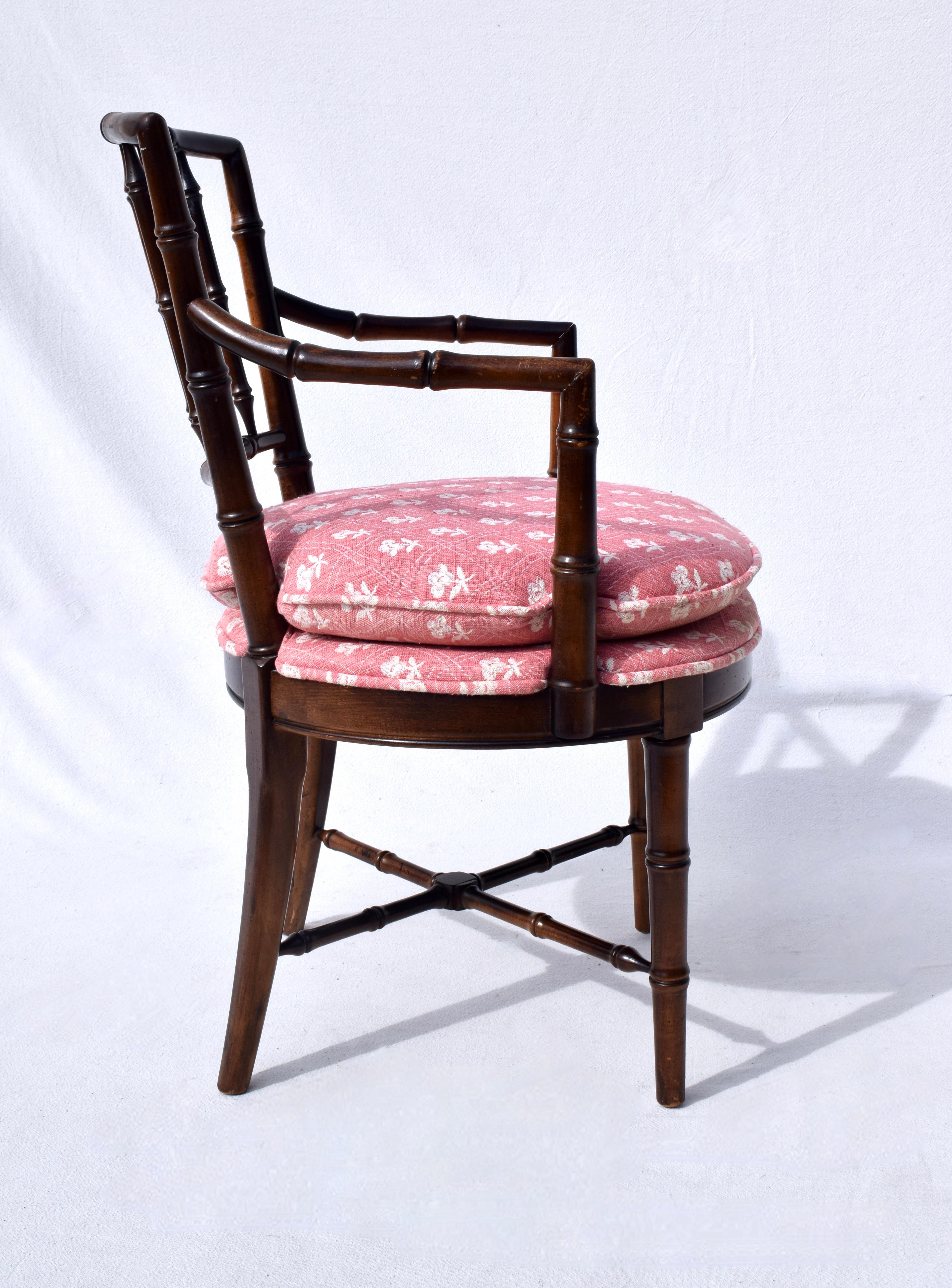 20th Century Faux Bamboo Arm Chair in Brunschwig & Fils by Drexel Heritage
