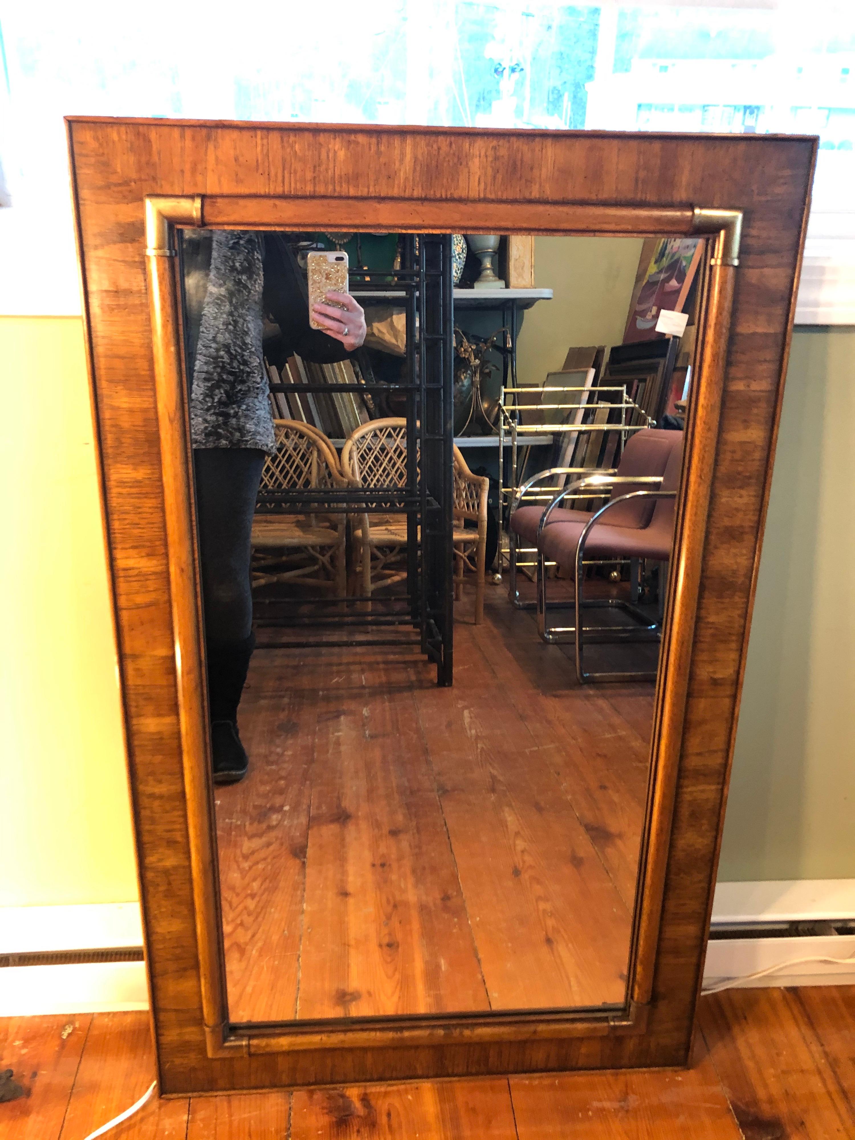 Drexel Heritage Faux Bamboo Mirror with Brass Accents 2