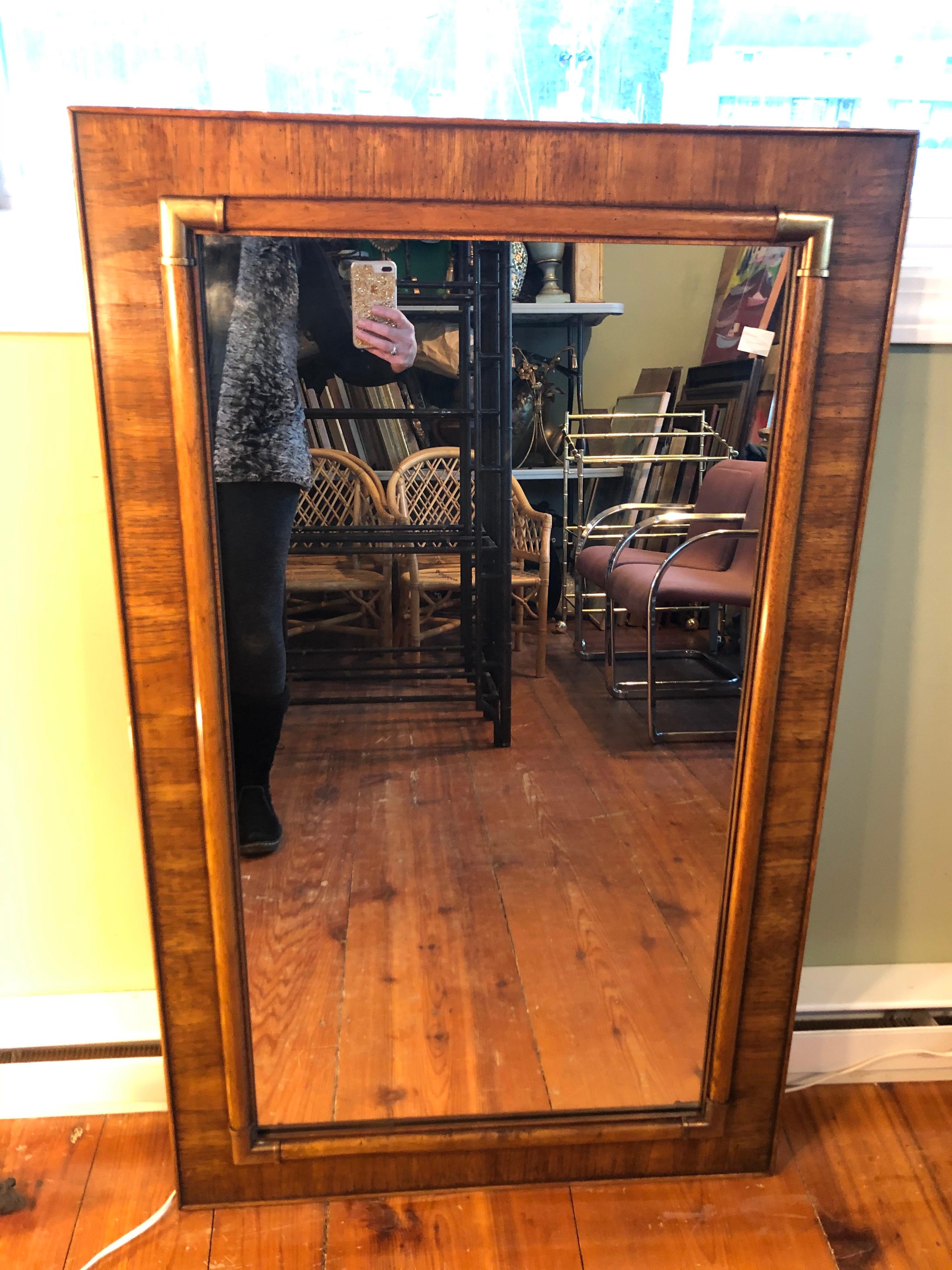 Drexel Heritage Faux Bamboo Mirror with Brass Accents 3