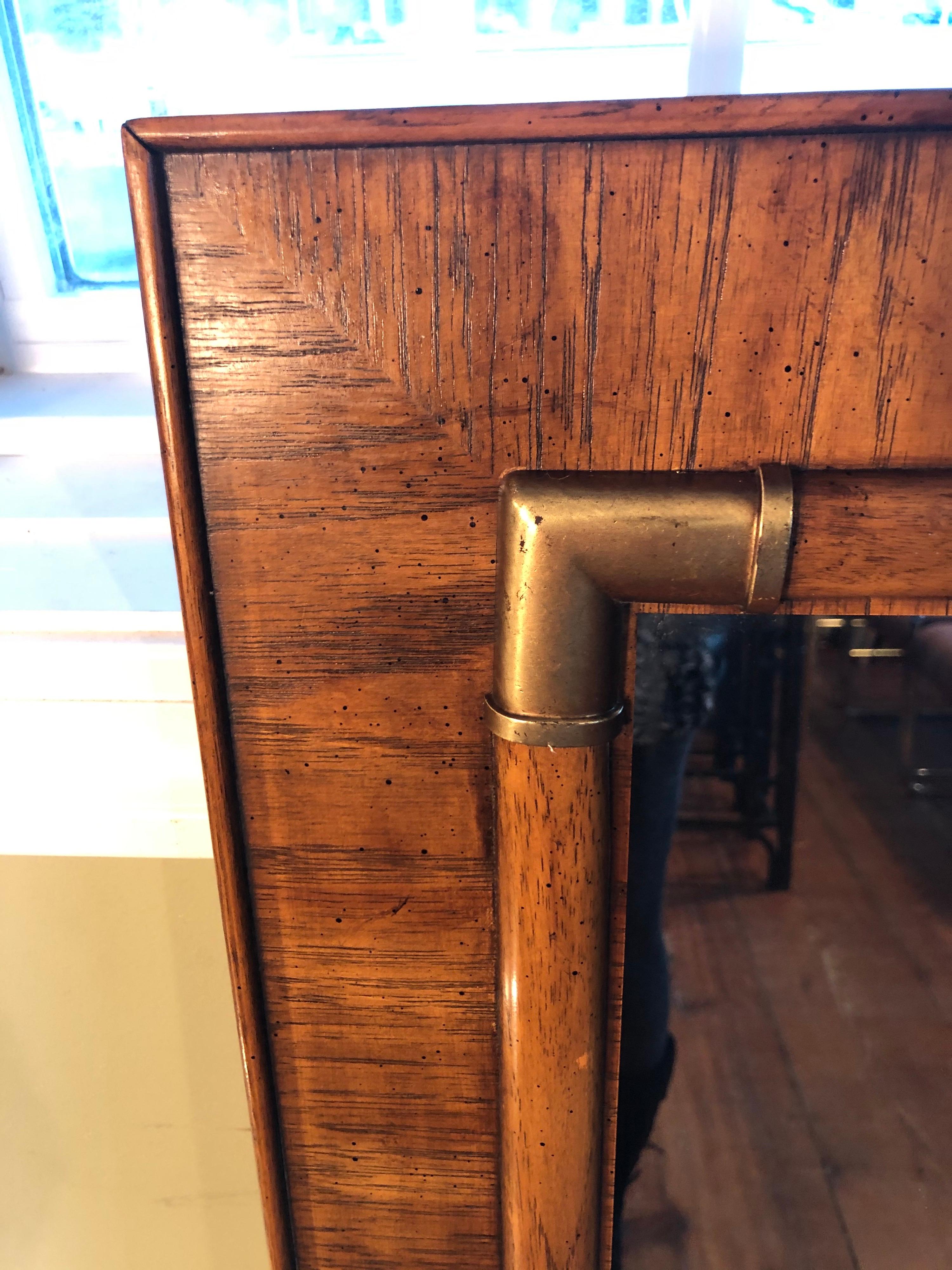 Drexel Heritage Faux Bamboo Mirror with Brass Accents 4