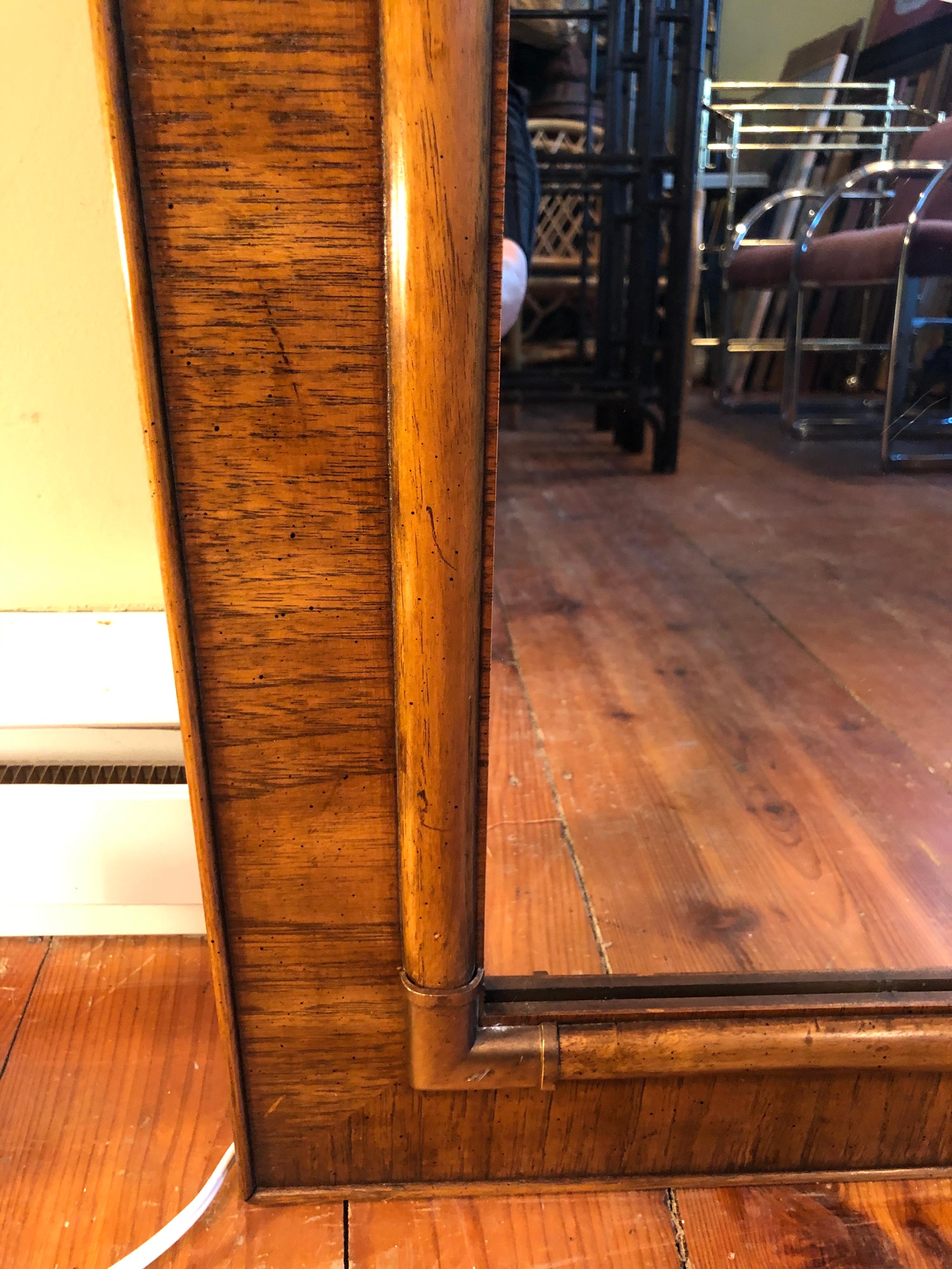 Drexel Heritage Faux Bamboo Mirror with Brass Accents In Good Condition In Redding, CT