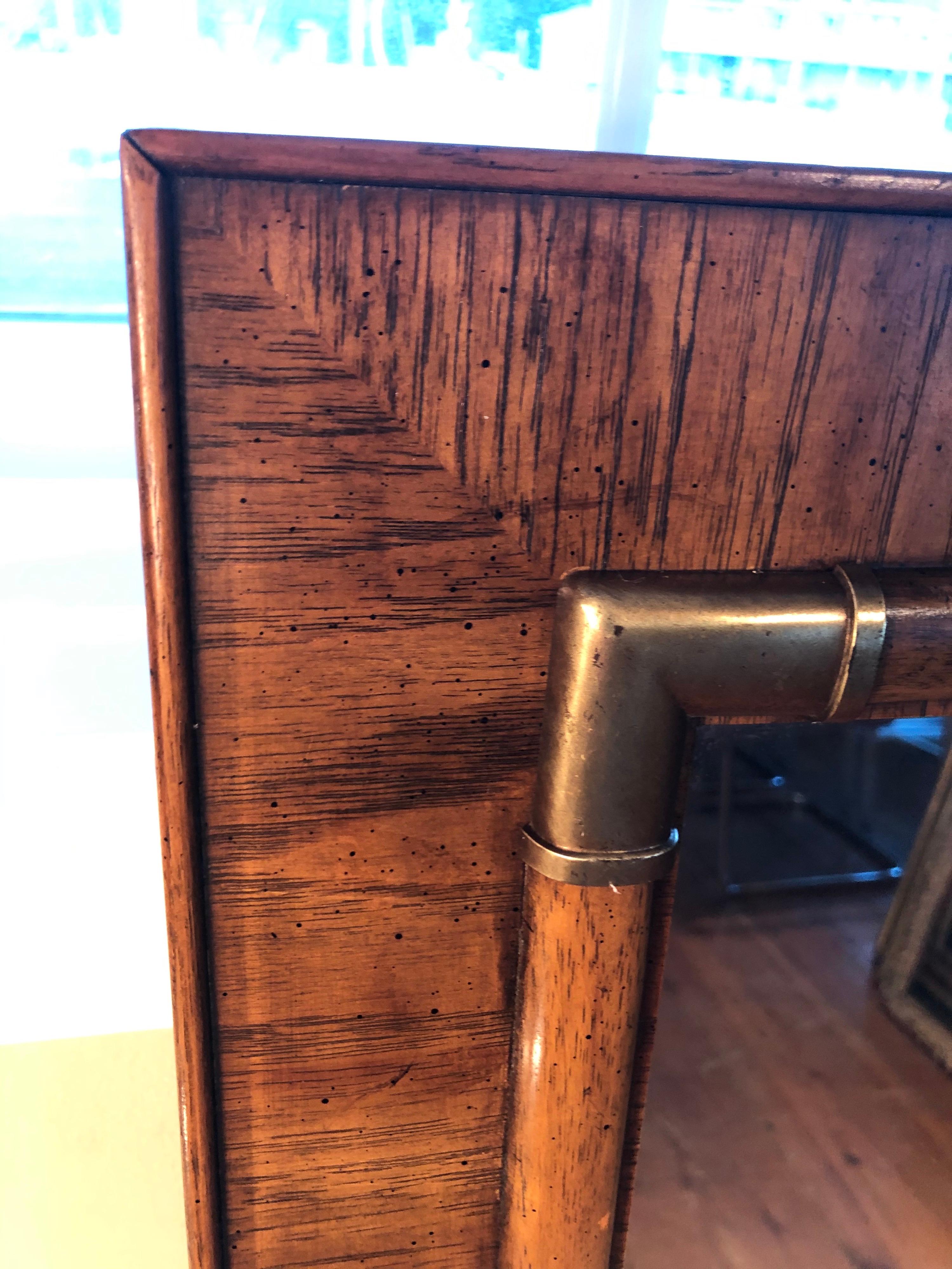 Drexel Heritage Faux Bamboo Mirror with Brass Accents 1