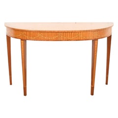Drexel Heritage Federal Inlaid Satinwood Demilune Console Table
