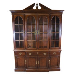 Drexel Heritage Federal Style American Cherry Breakfront China Display Cabinet