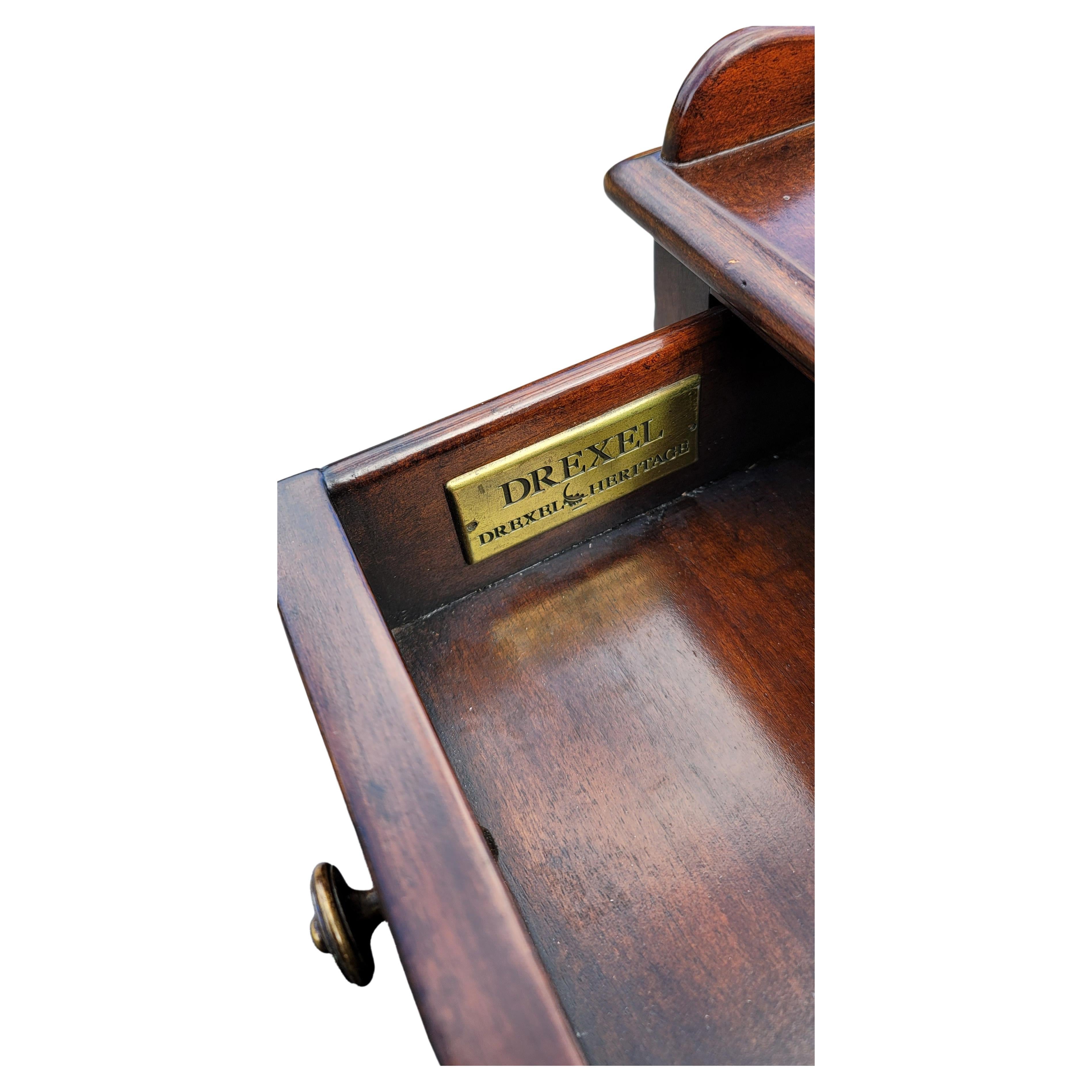 Drexel Heritage Federal Style Mahogany Tooled Leather Slide Top 10-Drawer Desk 5