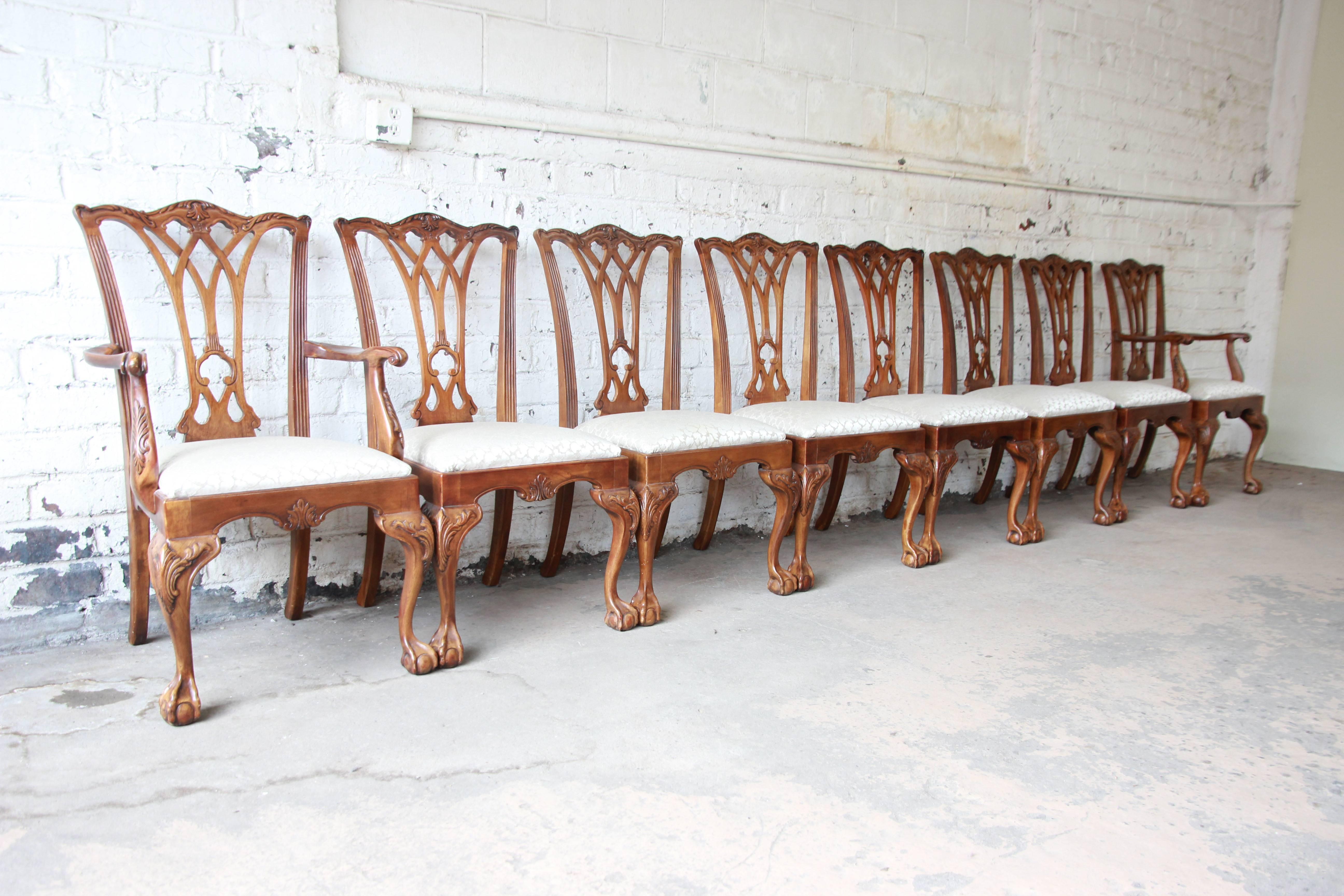 Upholstery Drexel Heritage Flame Mahogany Formal Extension Dining Set