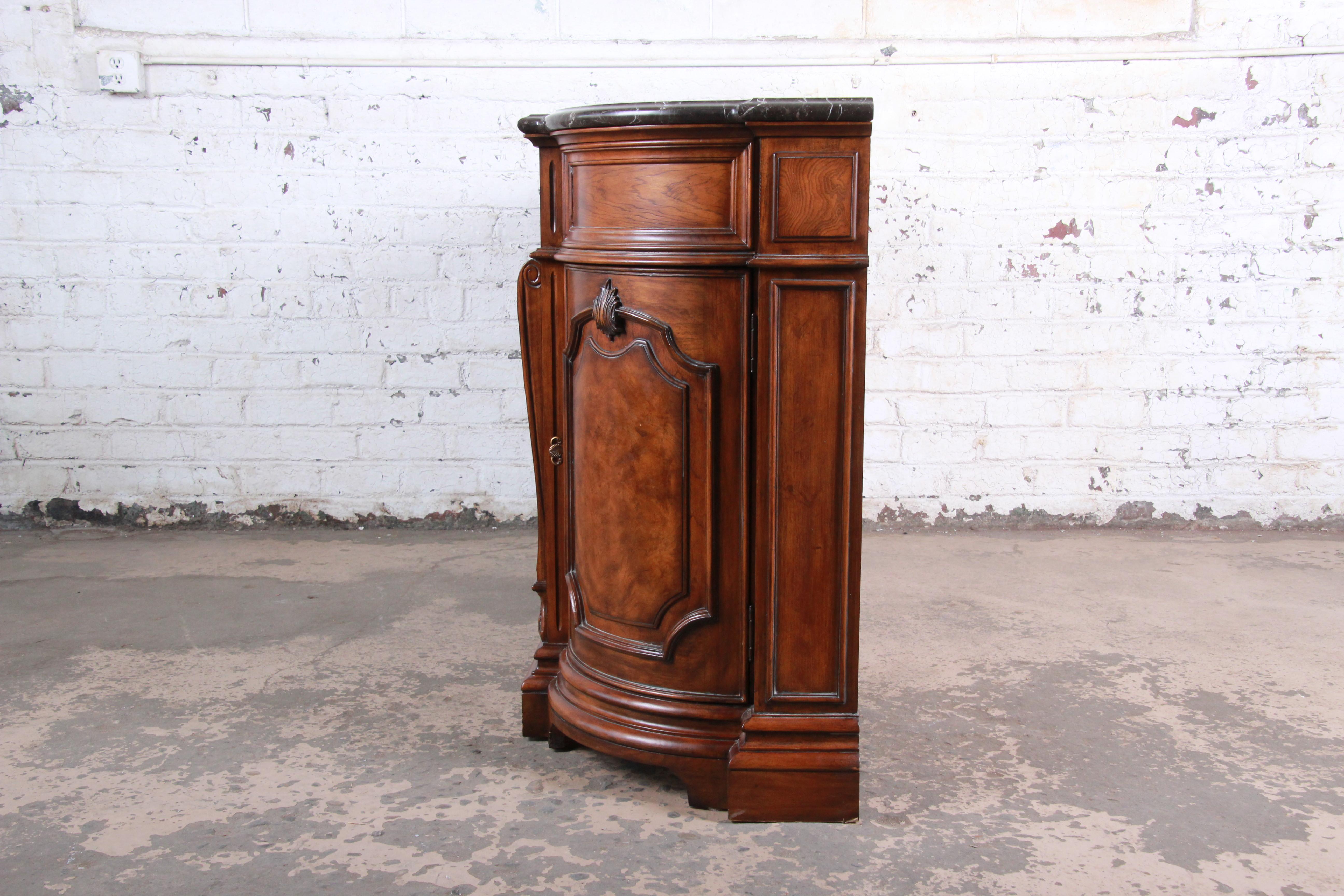 Drexel Heritage French Carved Burled Walnut Marble-Top Sideboard Credenza 2