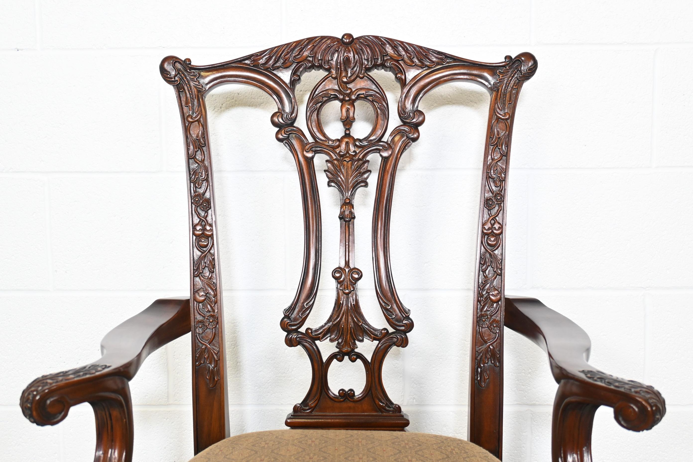 Drexel Heritage French Chippendale Arm Chairs - a Pair 3