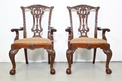 Drexel Heritage French Chippendale Arm Chairs - a Pair