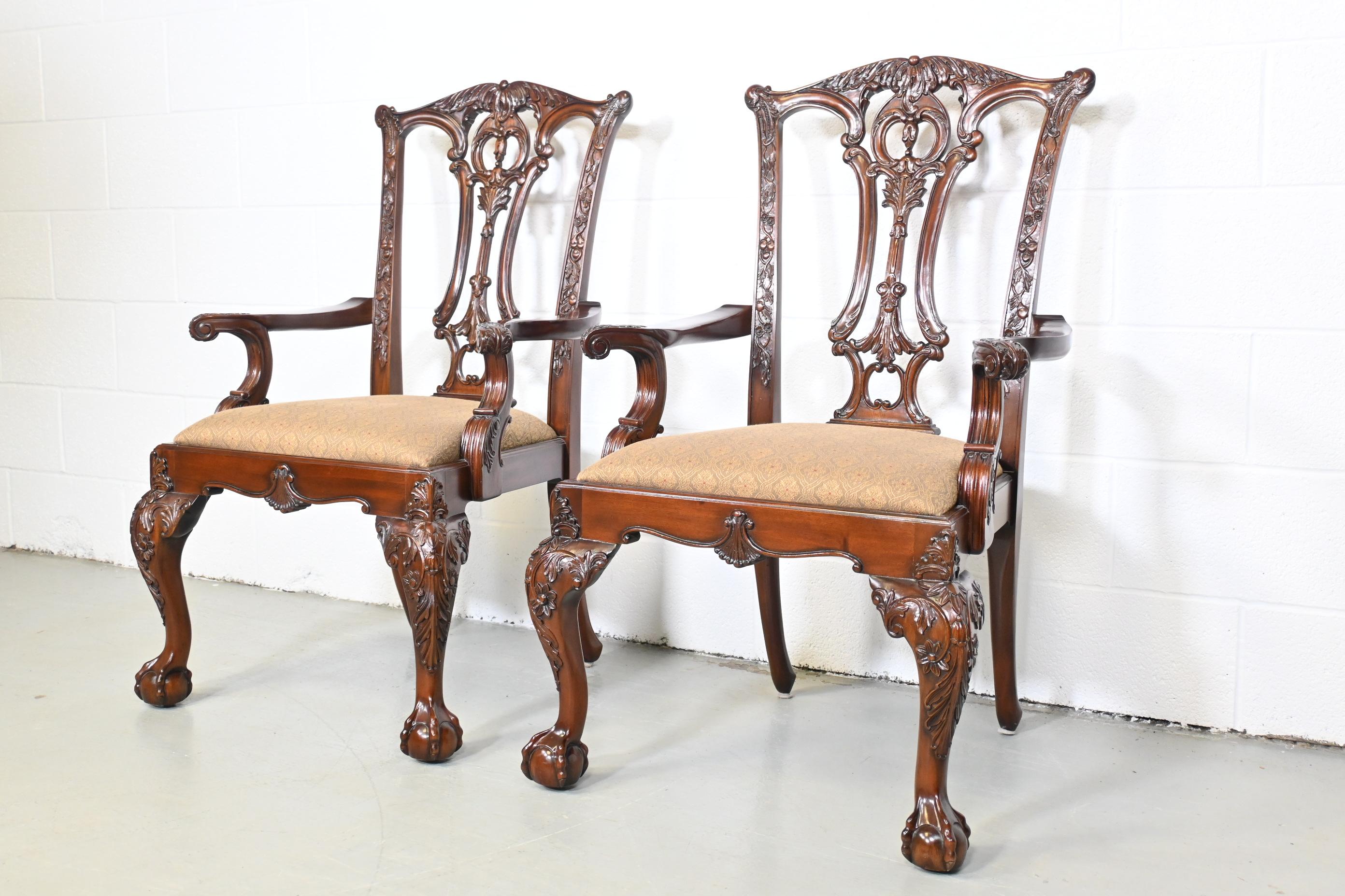 Unknown Drexel Heritage French Chippendale Arm Chairs - a Pair