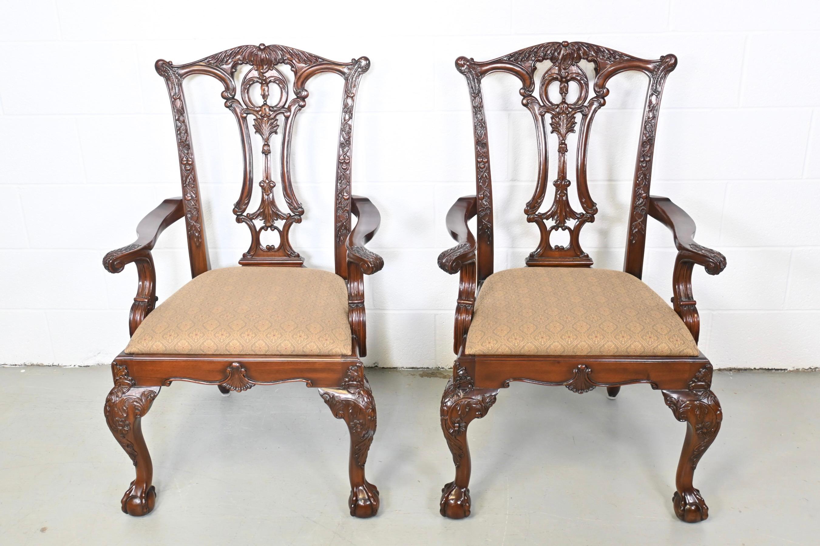Contemporary Drexel Heritage French Chippendale Arm Chairs - a Pair