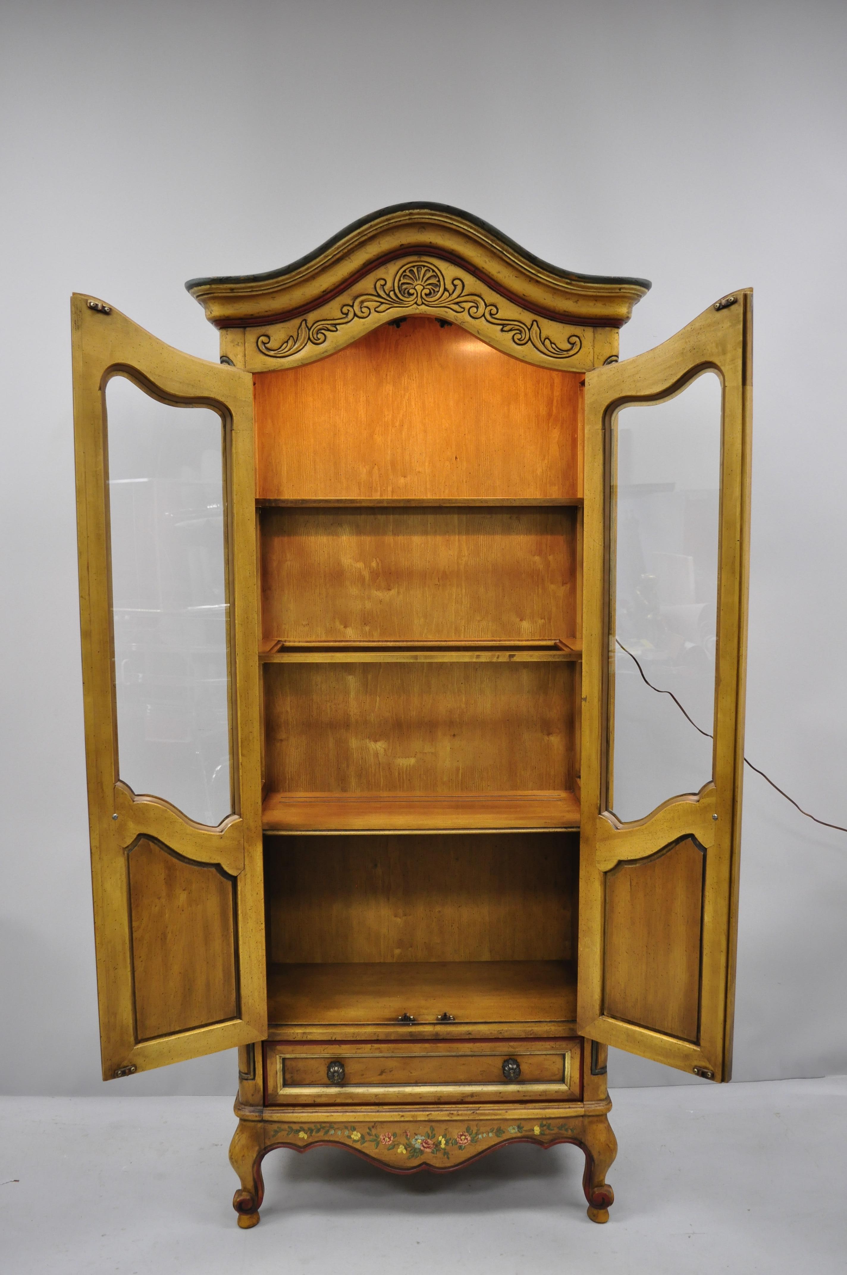 Drexel Heritage French Country Provincial Narrow Curio China Display