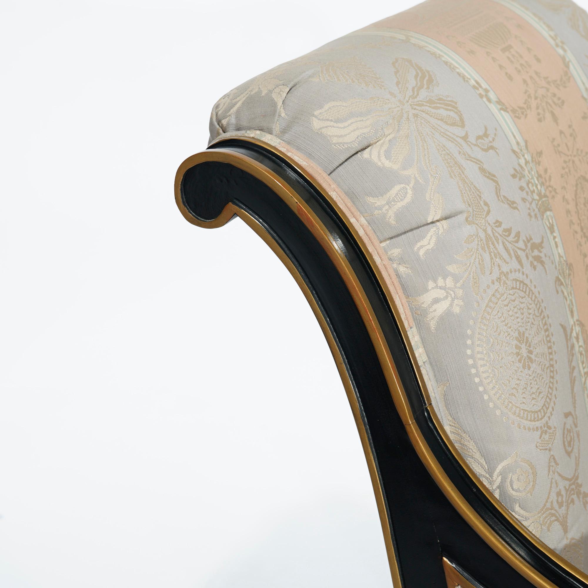 Drexel Heritage French Empire Ebonized & Gilt Upholstered Arm Chairs 20thC 8