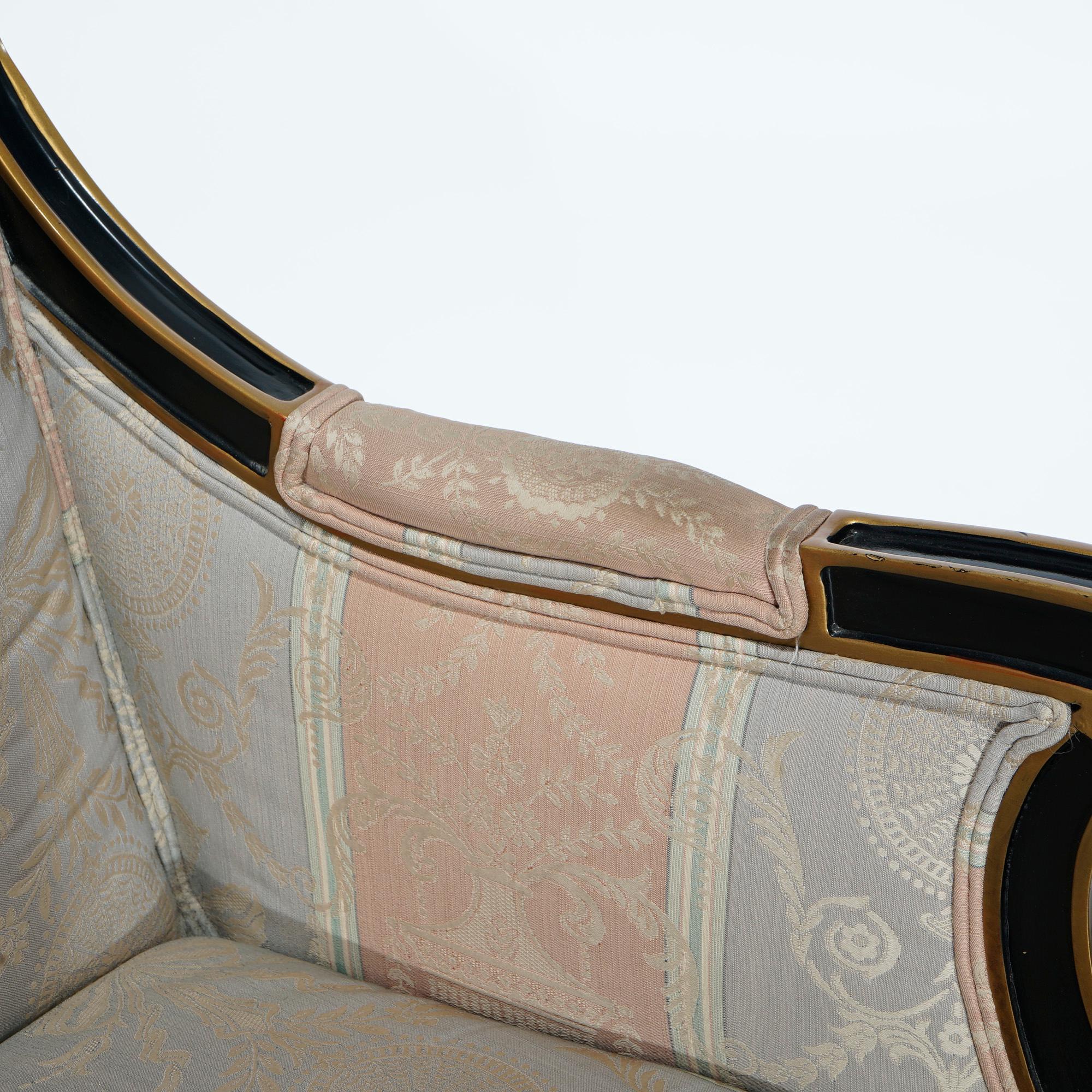 Drexel Heritage French Empire Ebonized & Gilt Upholstered Arm Chairs 20thC 12