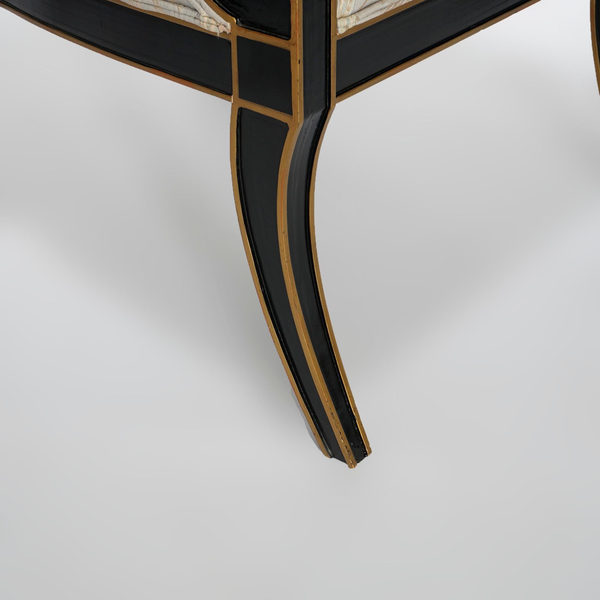Drexel Heritage French Empire Ebonized & Gilt Upholstered Arm Chairs 20thC 13