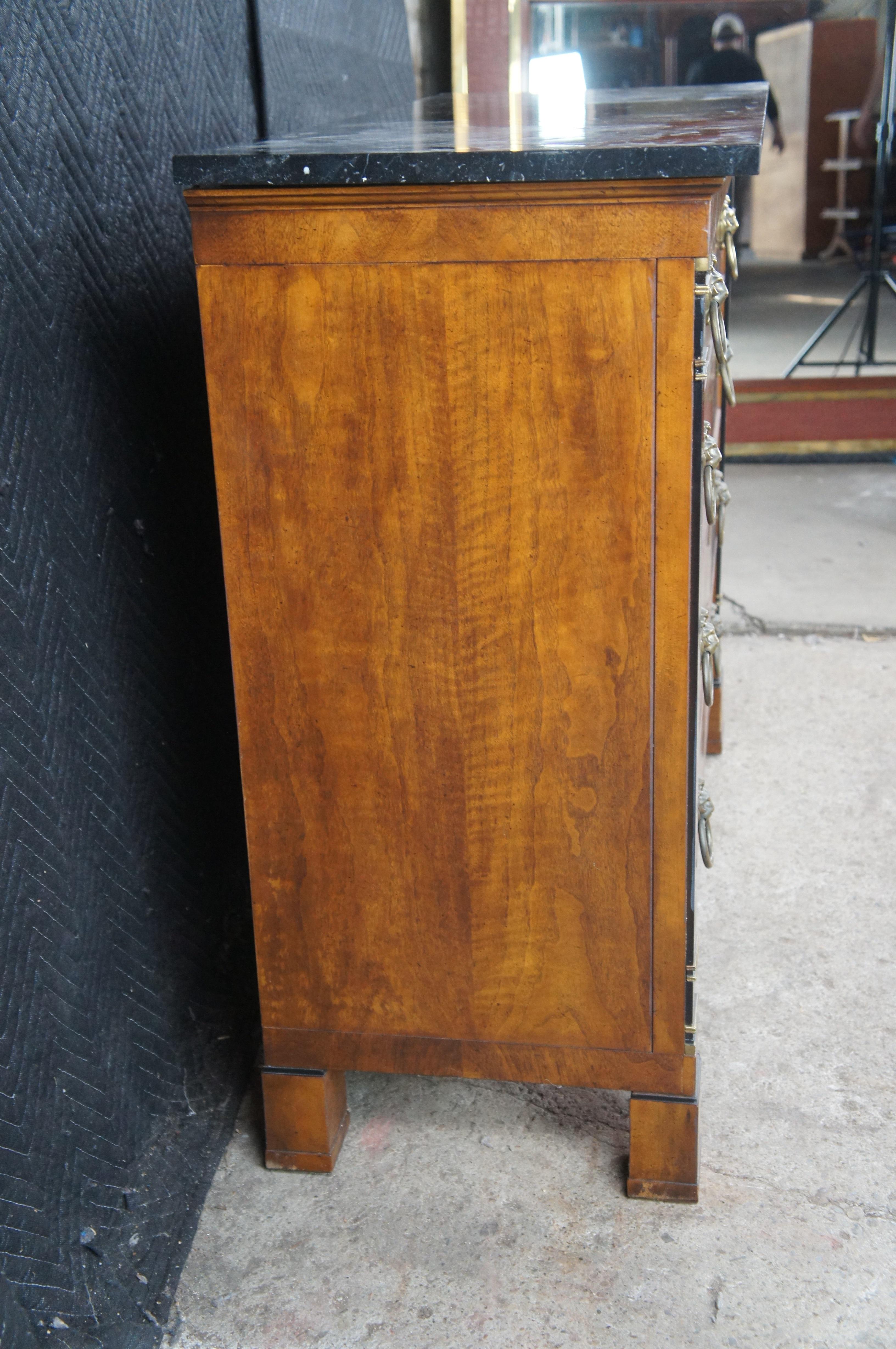 Drexel Heritage Commode de style Empire français en noyer et ronce avec dessus en marbre en vente 6