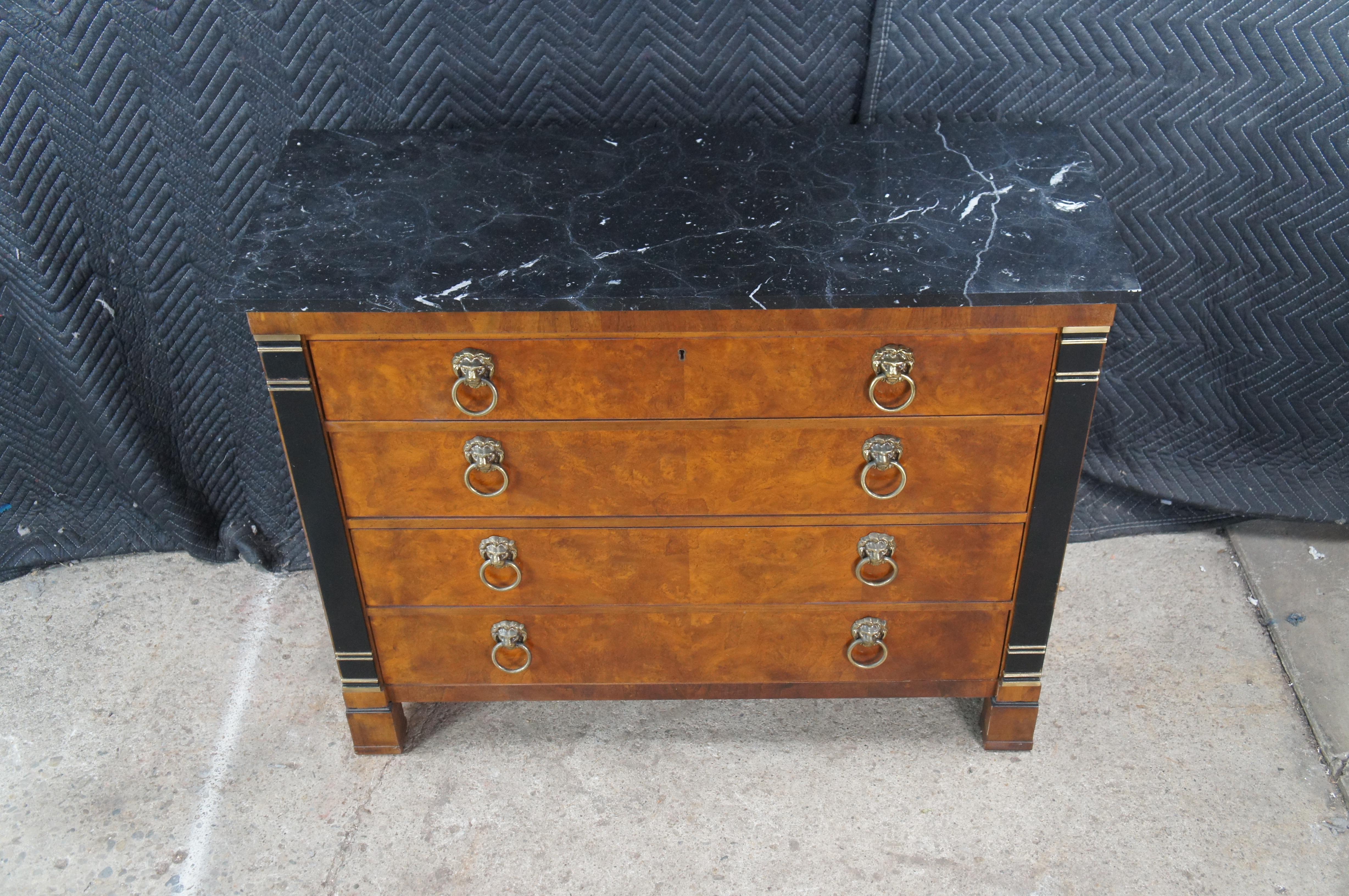 Drexel Heritage Commode de style Empire français en noyer et ronce avec dessus en marbre Bon état - En vente à Dayton, OH
