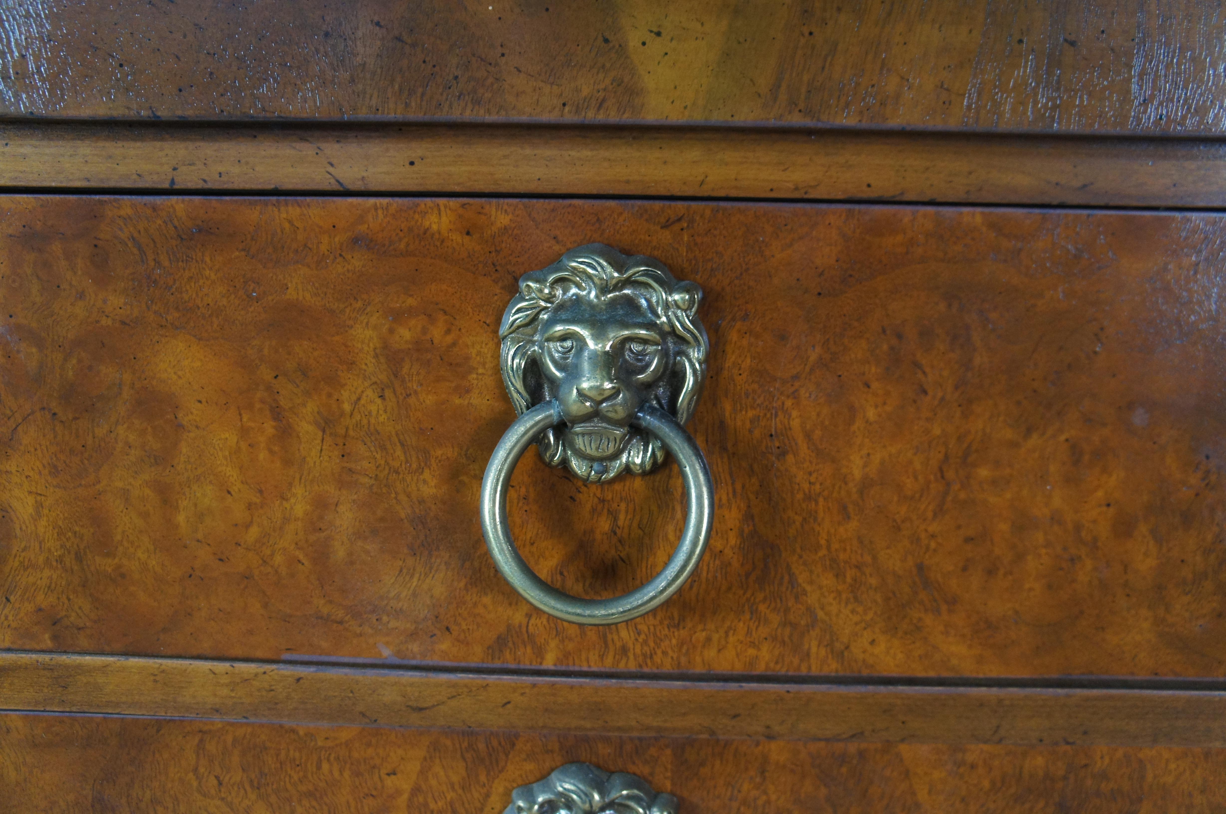 Drexel Heritage Commode de style Empire français en noyer et ronce avec dessus en marbre en vente 1