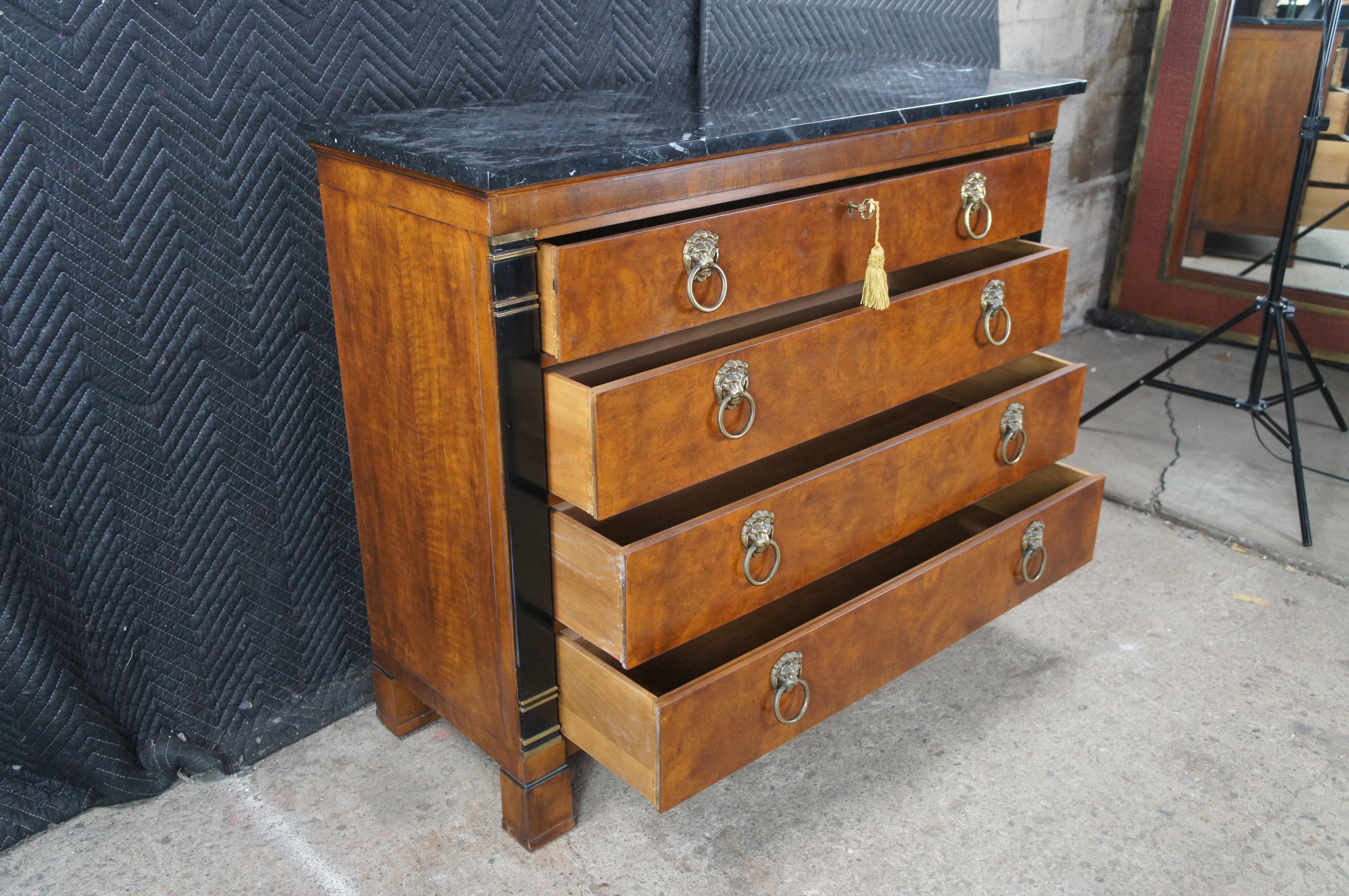 Drexel Heritage Commode de style Empire français en noyer et ronce avec dessus en marbre en vente 2