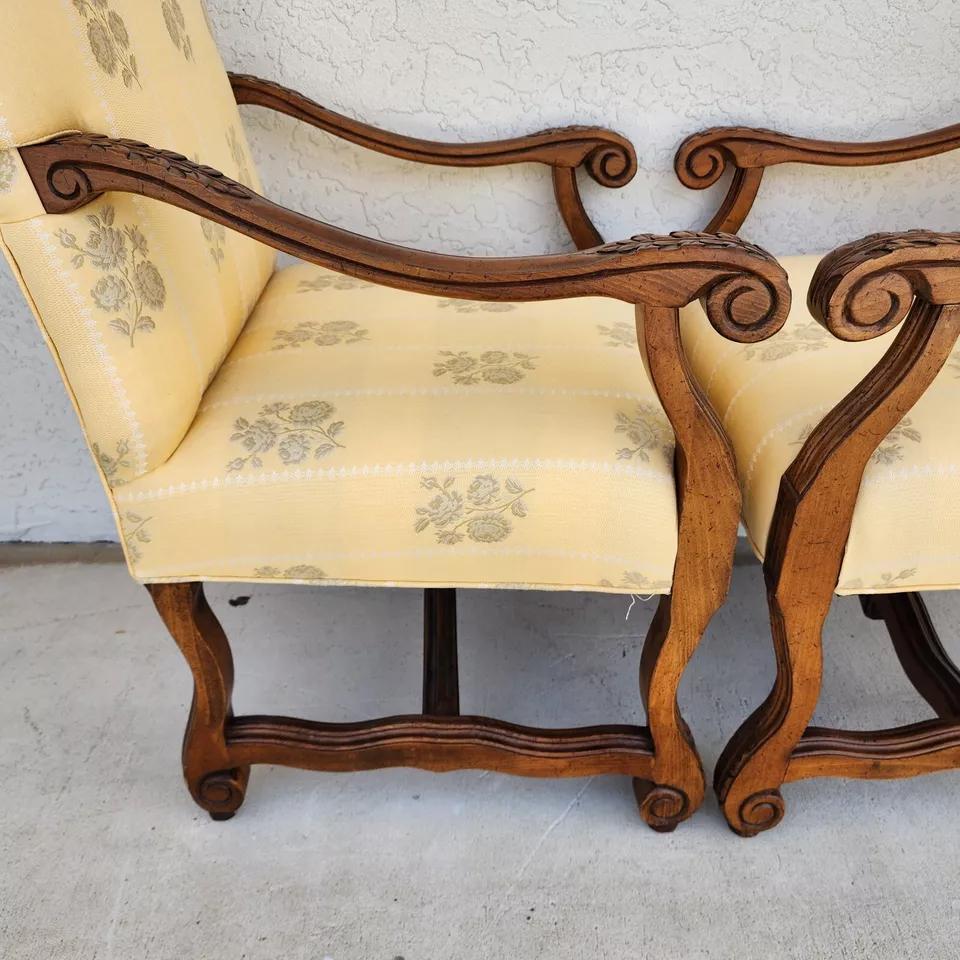 Drexel Heritage French Os de Mouton Armchairs For Sale 8