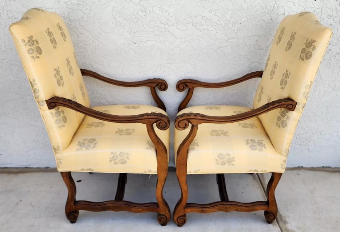 For FULL item description click on CONTINUE READING at the bottom of this page.

Offering One Of Our Recent Palm Beach Estate Fine Furniture Acquisitions Of A
Pair of Drexel Heritage Upholstery Collection French Os de Mouton Armchairs

Approximate
