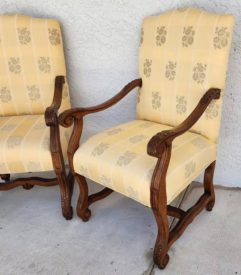 Cotton Drexel Heritage French Os de Mouton Armchairs For Sale