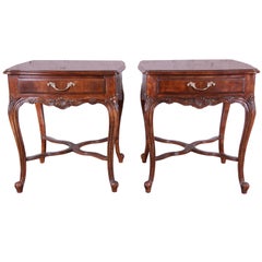 Retro Drexel Heritage French Parquetry End Tables, Pair