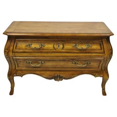 Vintage Drexel Heritage French Provincial Fruitwood Bombe Low Commode Nightstand