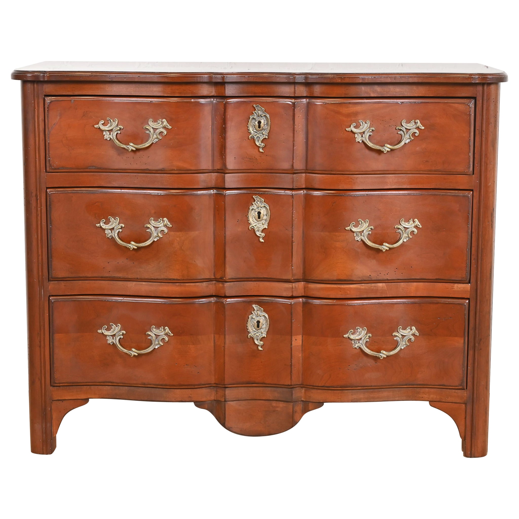 Drexel Heritage French Provincial Louis XV Carved Fruitwood Chest of Drawers