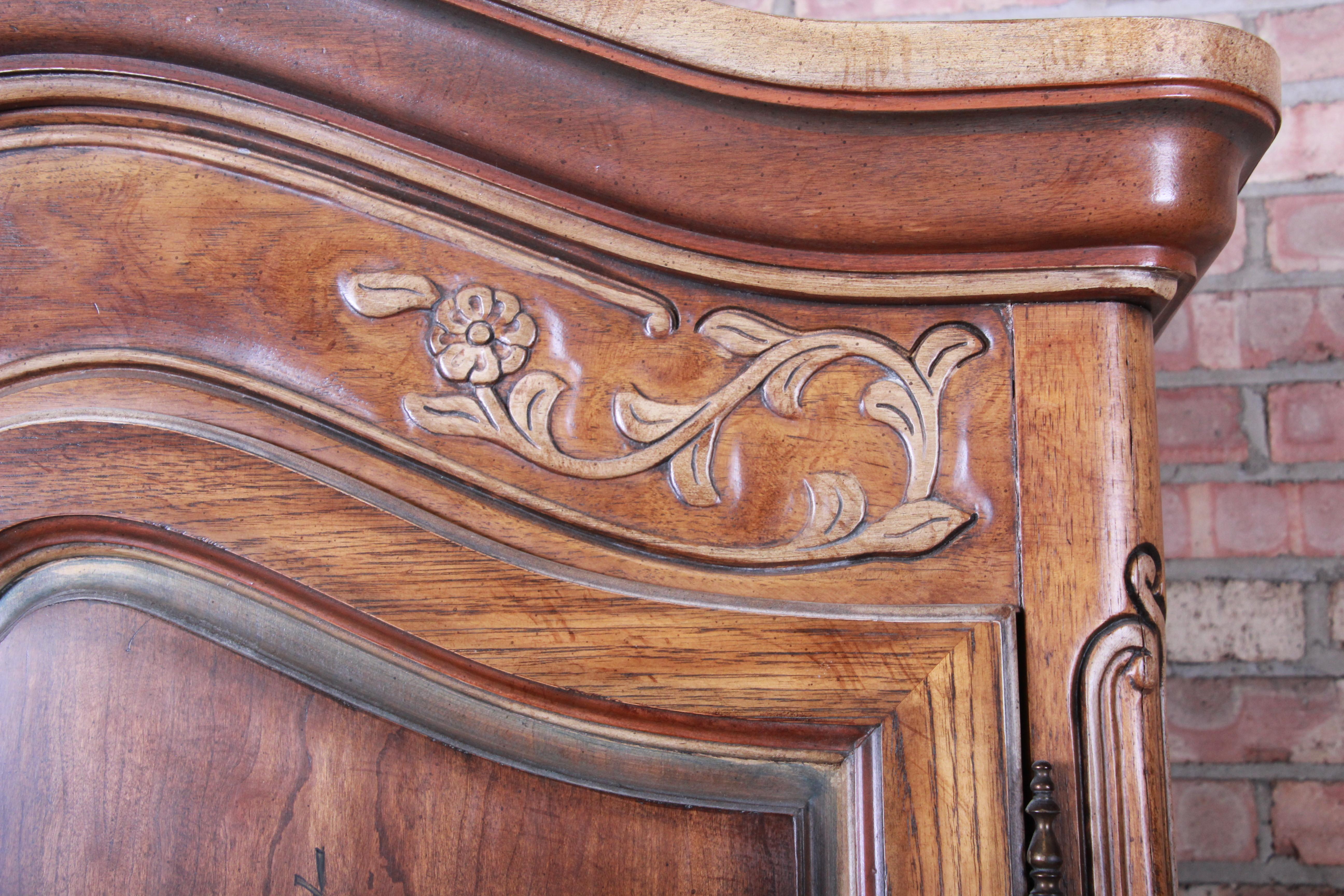 Drexel Heritage French Provincial Louis XV Carved Walnut Armoire Dresser 3