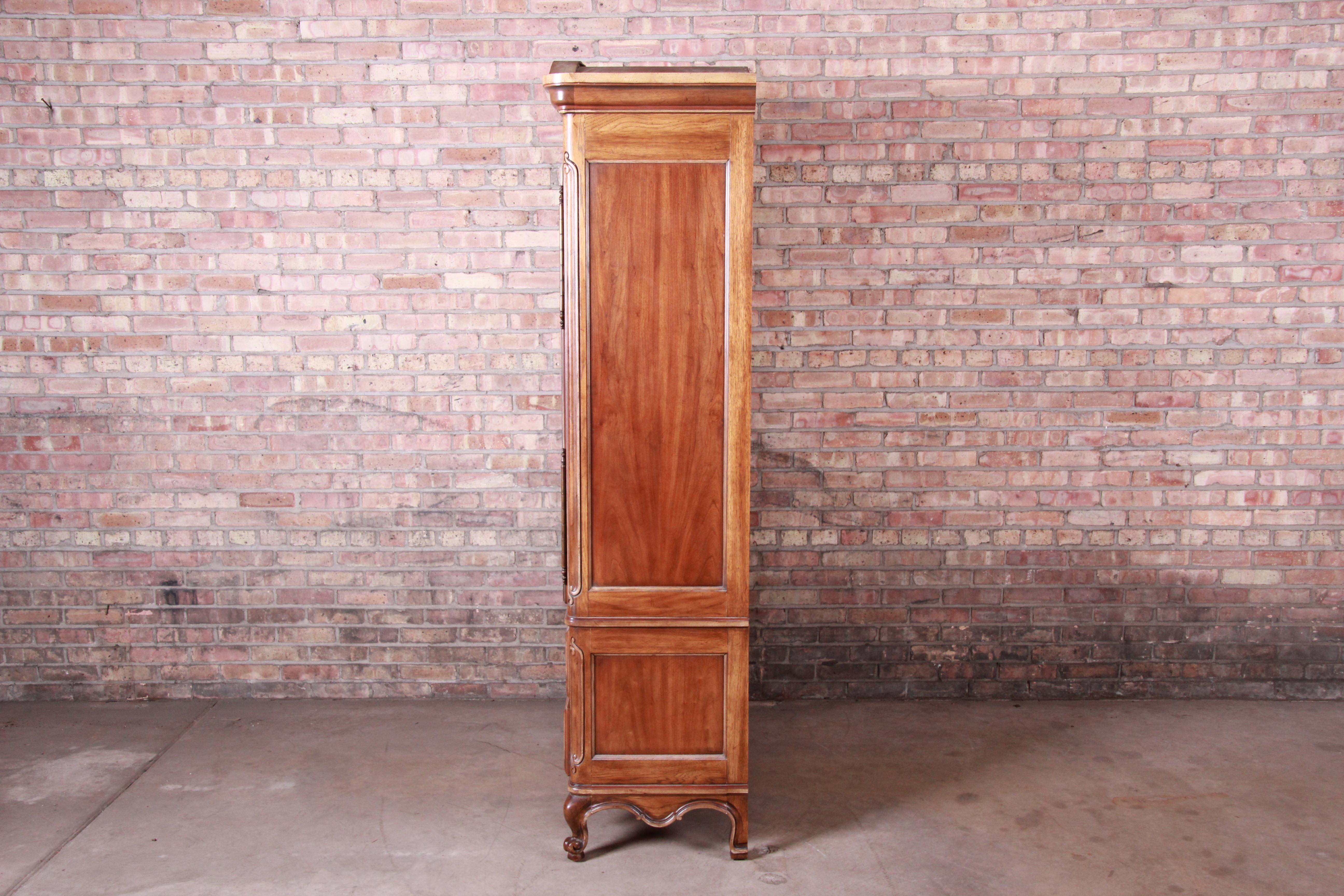 Drexel Heritage French Provincial Louis XV Carved Walnut Armoire Dresser 4