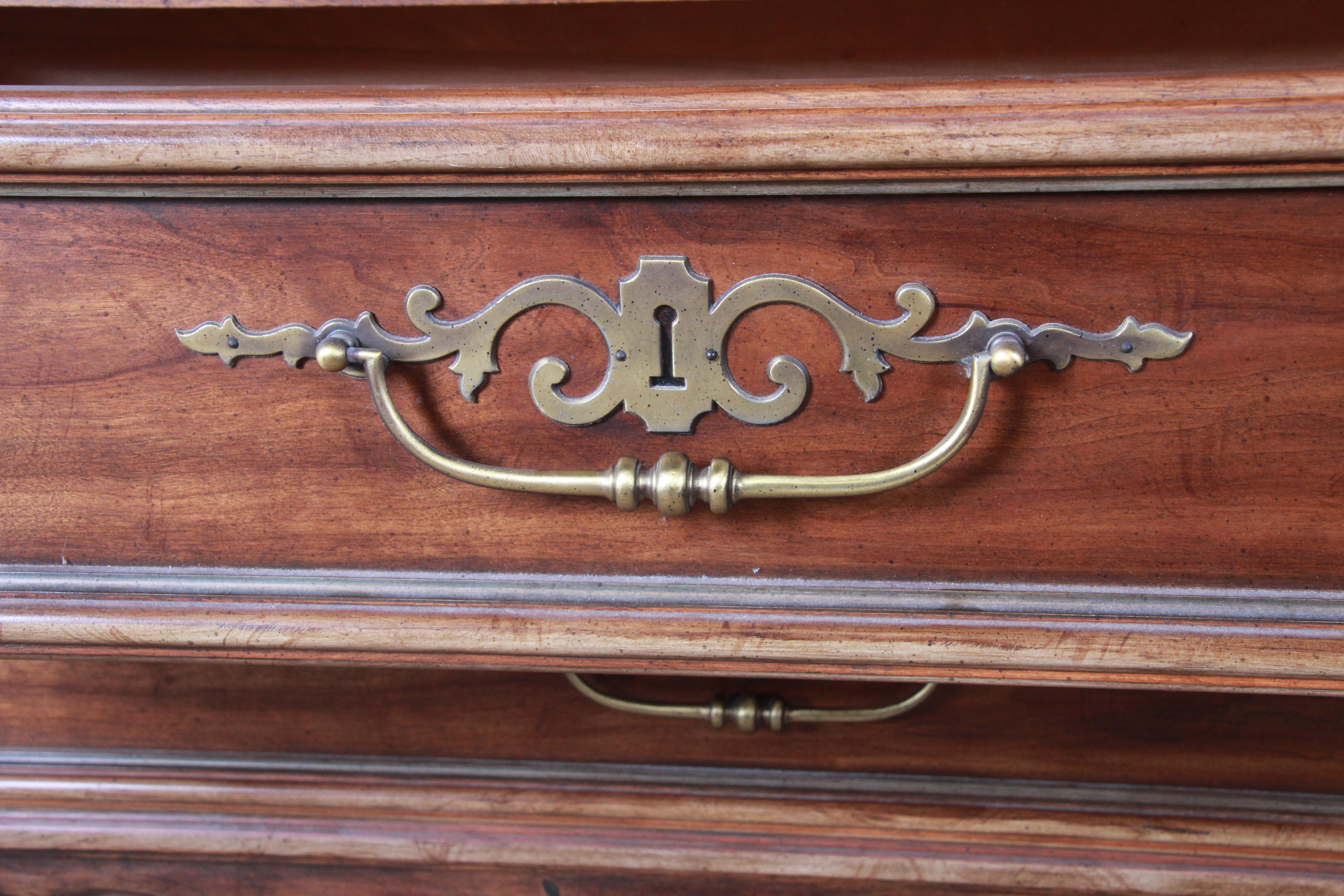 20th Century Drexel Heritage French Provincial Louis XV Carved Walnut Armoire Dresser
