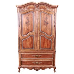 Drexel Heritage French Provincial Louis XV Carved Walnut Armoire Dresser